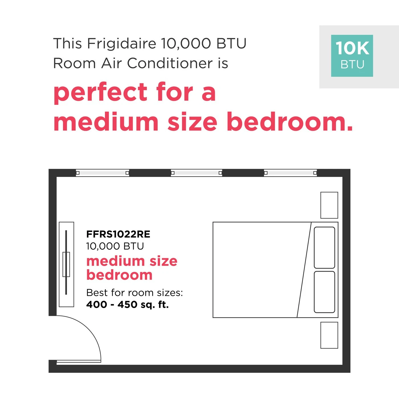 10,000 BTU Window-Mounted Slider / Casement Air Conditioner FFRS1022RE, product image 5 of 6