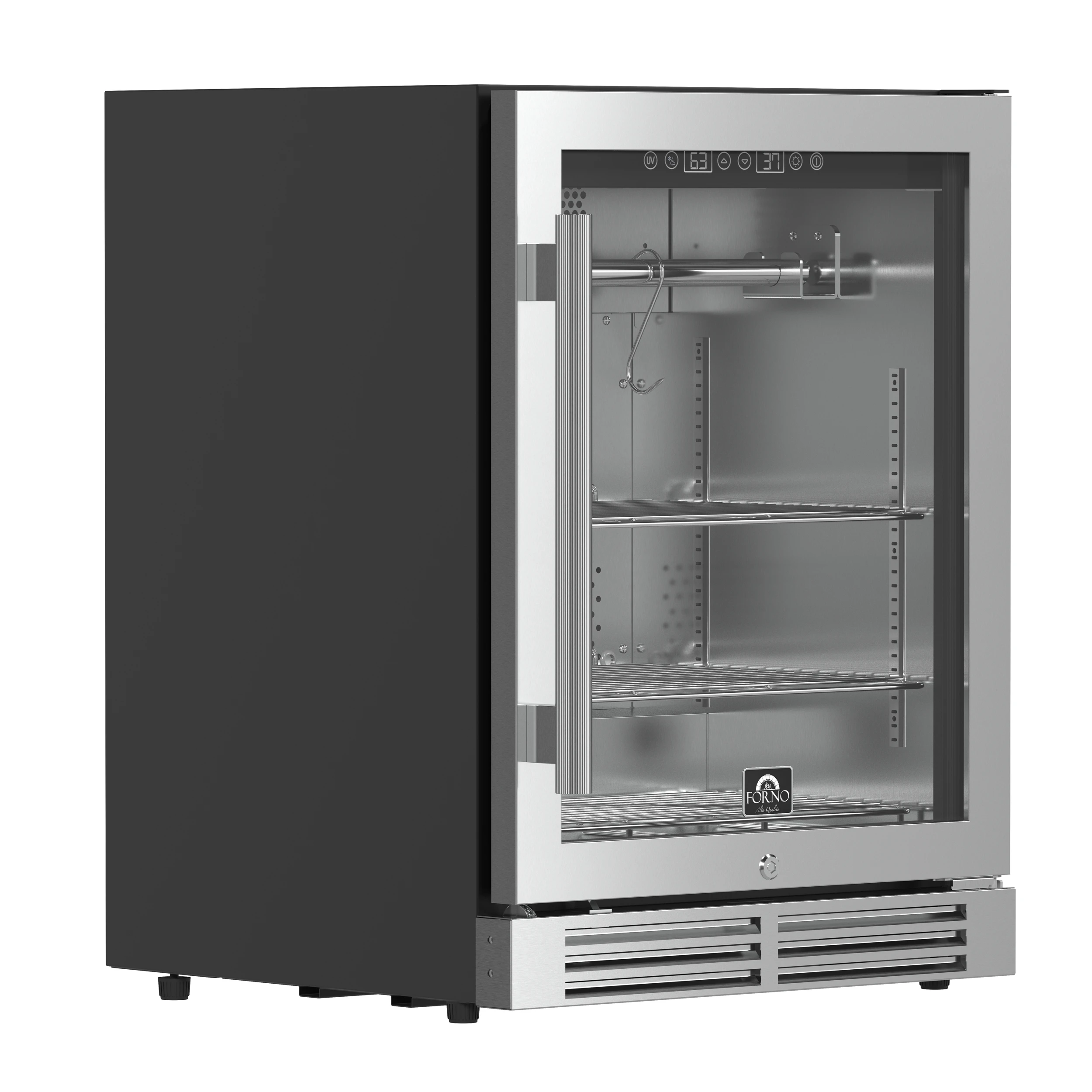 Asciutto 24-Inch Dry Aging Cabinet, Stainless Steel 304, 4.41 cu.ft, LED Lighting, Adjustable Shelves FFSDA684024