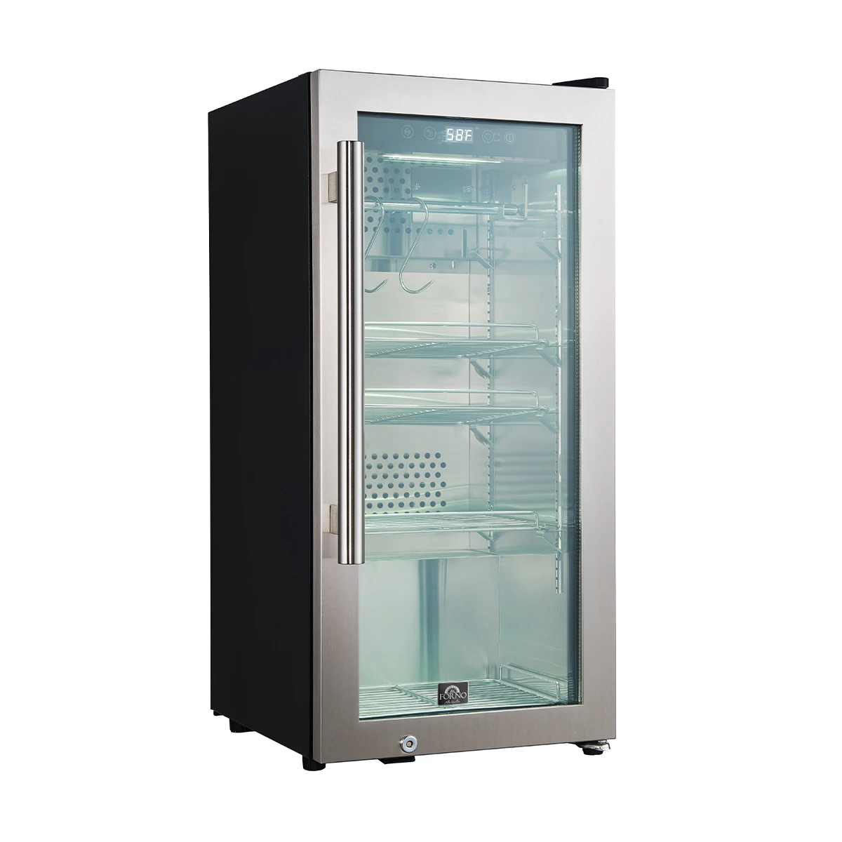 Asciutto 16-Inch Dry Aging Cabinet, Stainless Steel 304, 2.65 cu.ft, LED Lighting, Adjustable Shelves FFSDA685716