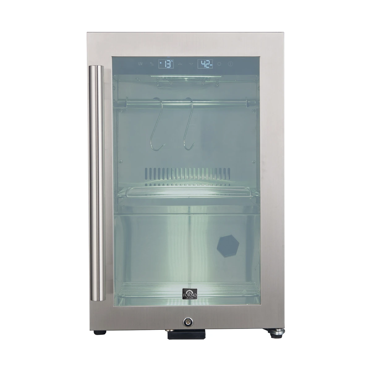 Asciutto 17-Inch Dry Aging Cabinet, Stainless Steel 304, 1.84 cu.ft, LED Lighting, Adjustable Shelves FFSDA686417