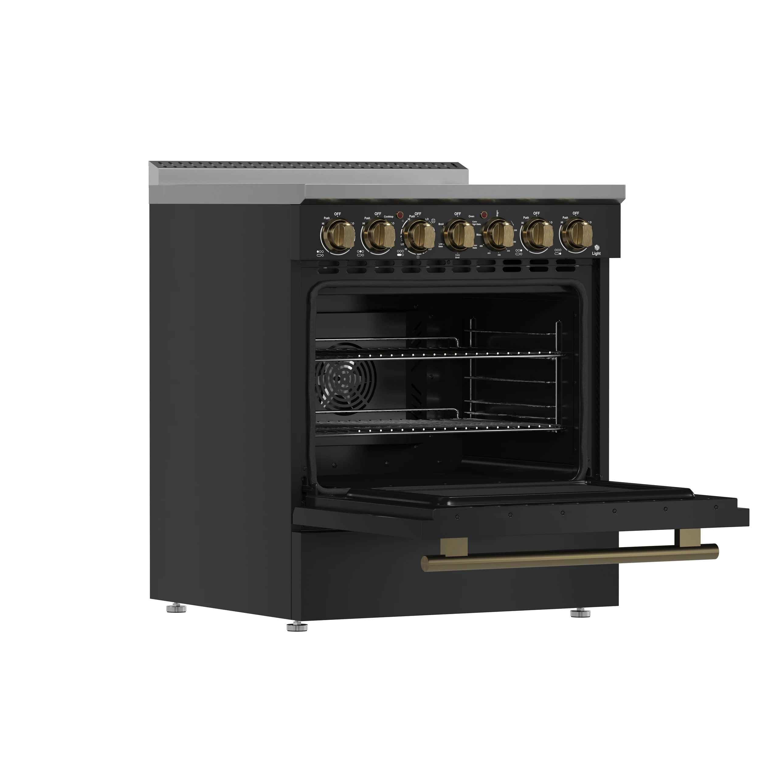 Paolo 30-Inch Freestanding Electric Range, , 4.38 cu.ft, True Convection Oven, Energy Efficient FFSEL601130BLK