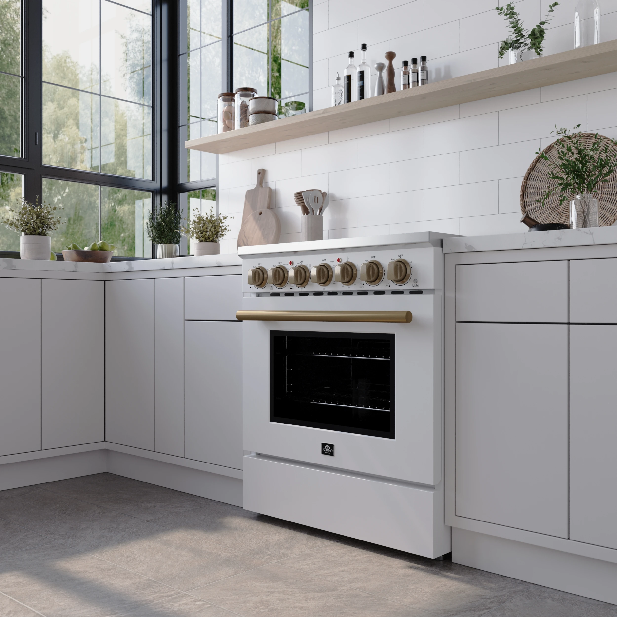 Paolo 30-Inch Freestanding Electric Range, White, 4.38 cu.ft, True Convection Oven, Energy Efficient FFSEL601130WHT