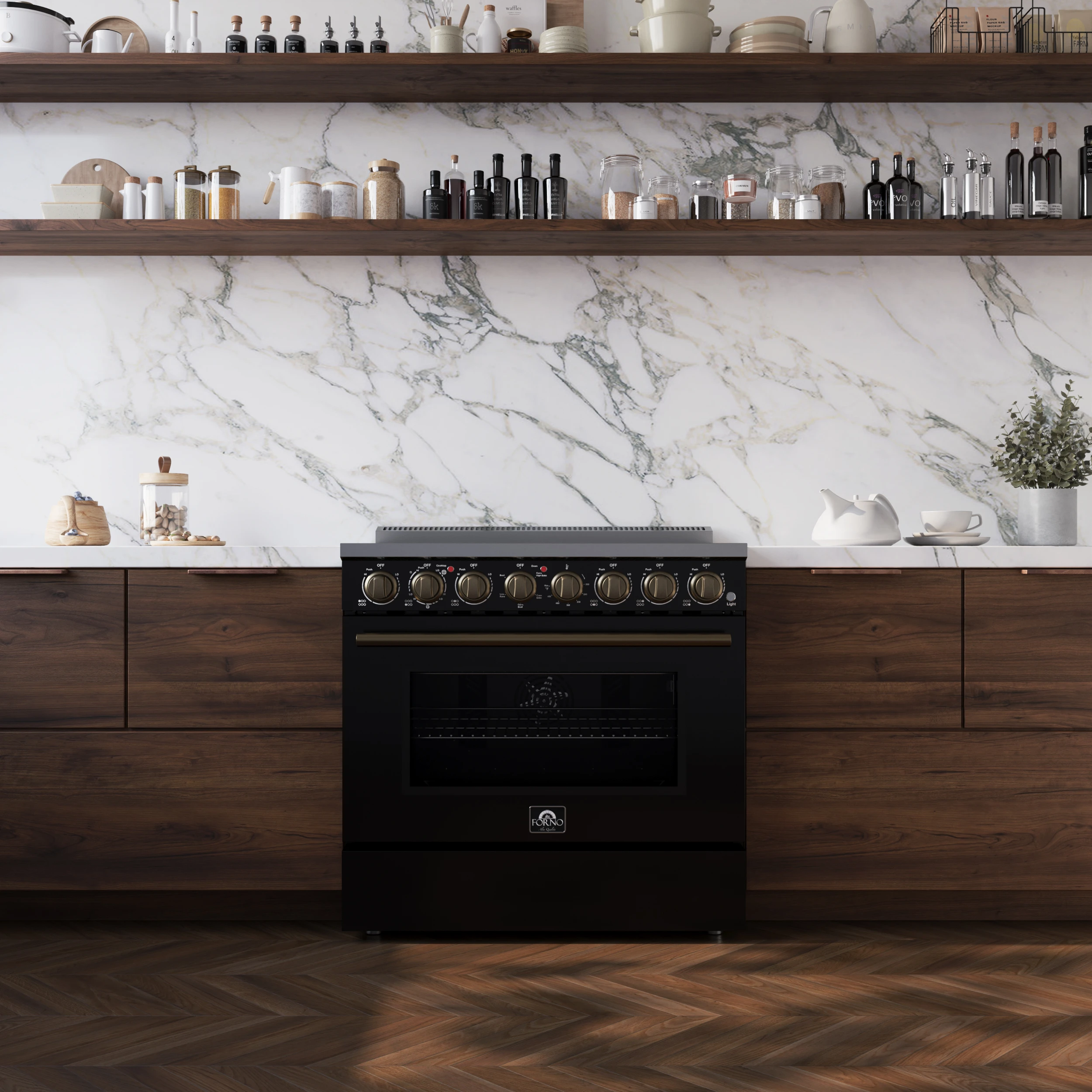 Paolo 36 Inch Freestanding Electric Range, , 5.44 cu.ft, True Convection Oven, Energy Efficient FFSEL601136BLK