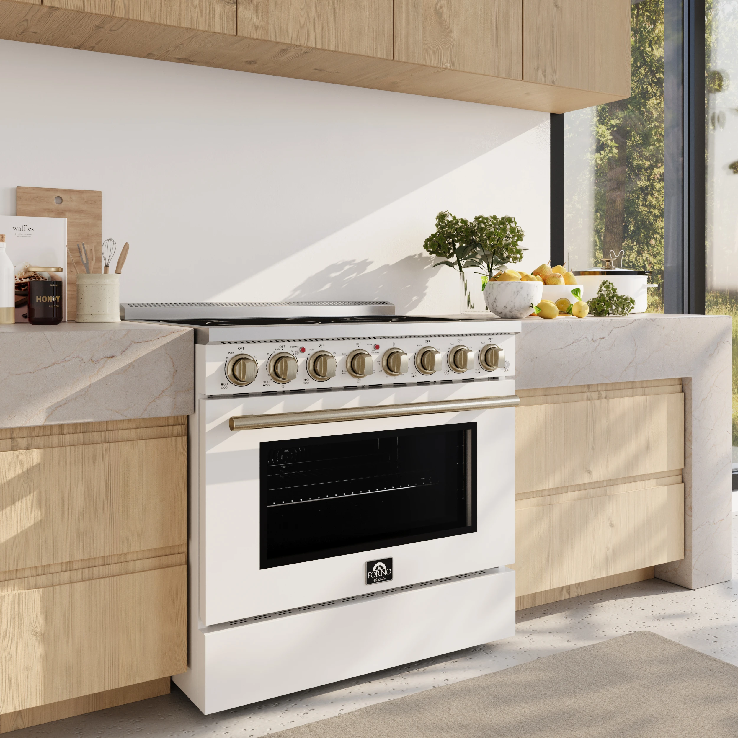 Paolo 36 Inch Freestanding Electric Range, , 5.44 cu.ft, True Convection Oven, Energy Efficient FFSEL601136WHT