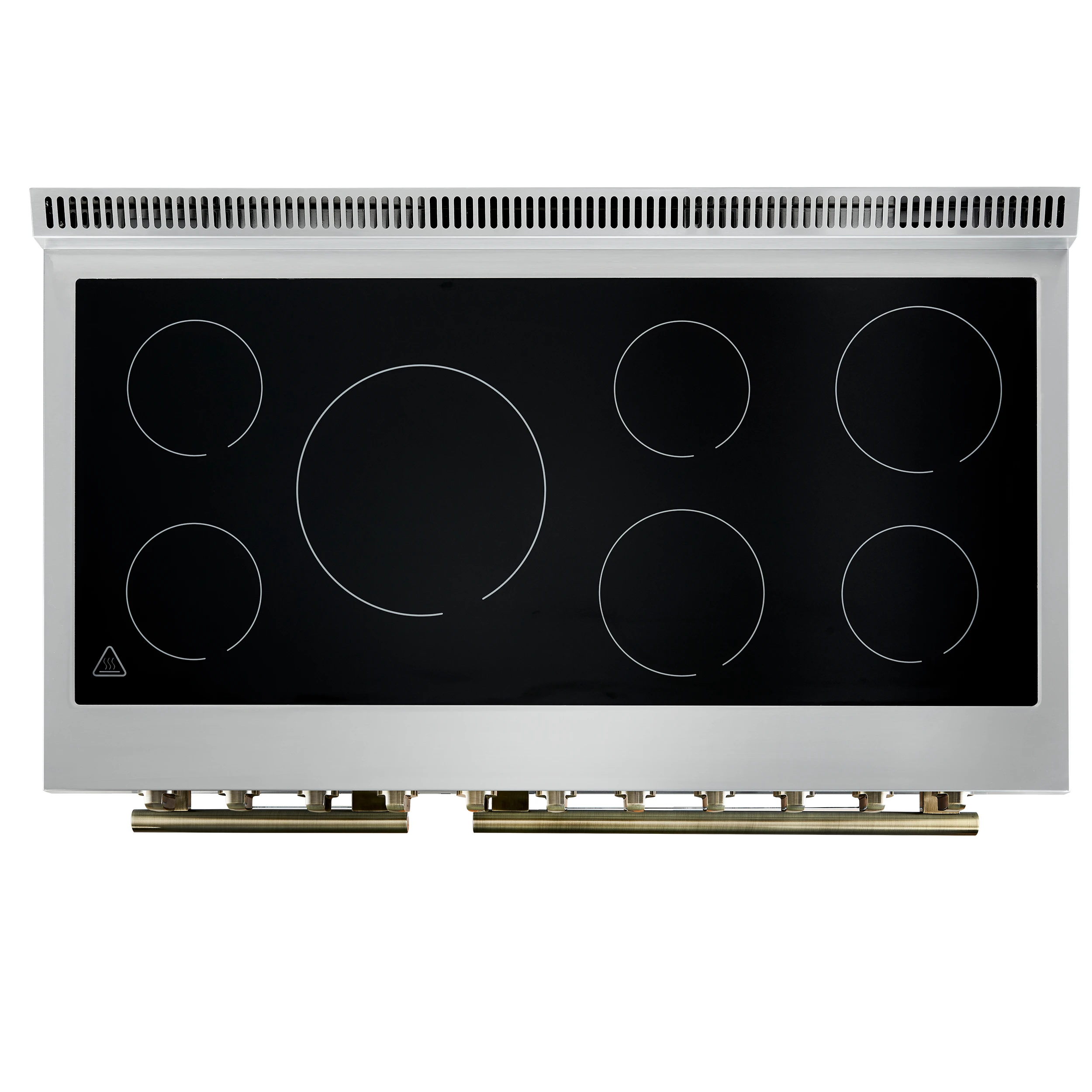Paolo 48 Inch Freestanding Electric Range in Black with Antique Brass, 6.7 cu.ft, True Convection Oven, Energy Efficient FFSEL601148BLK