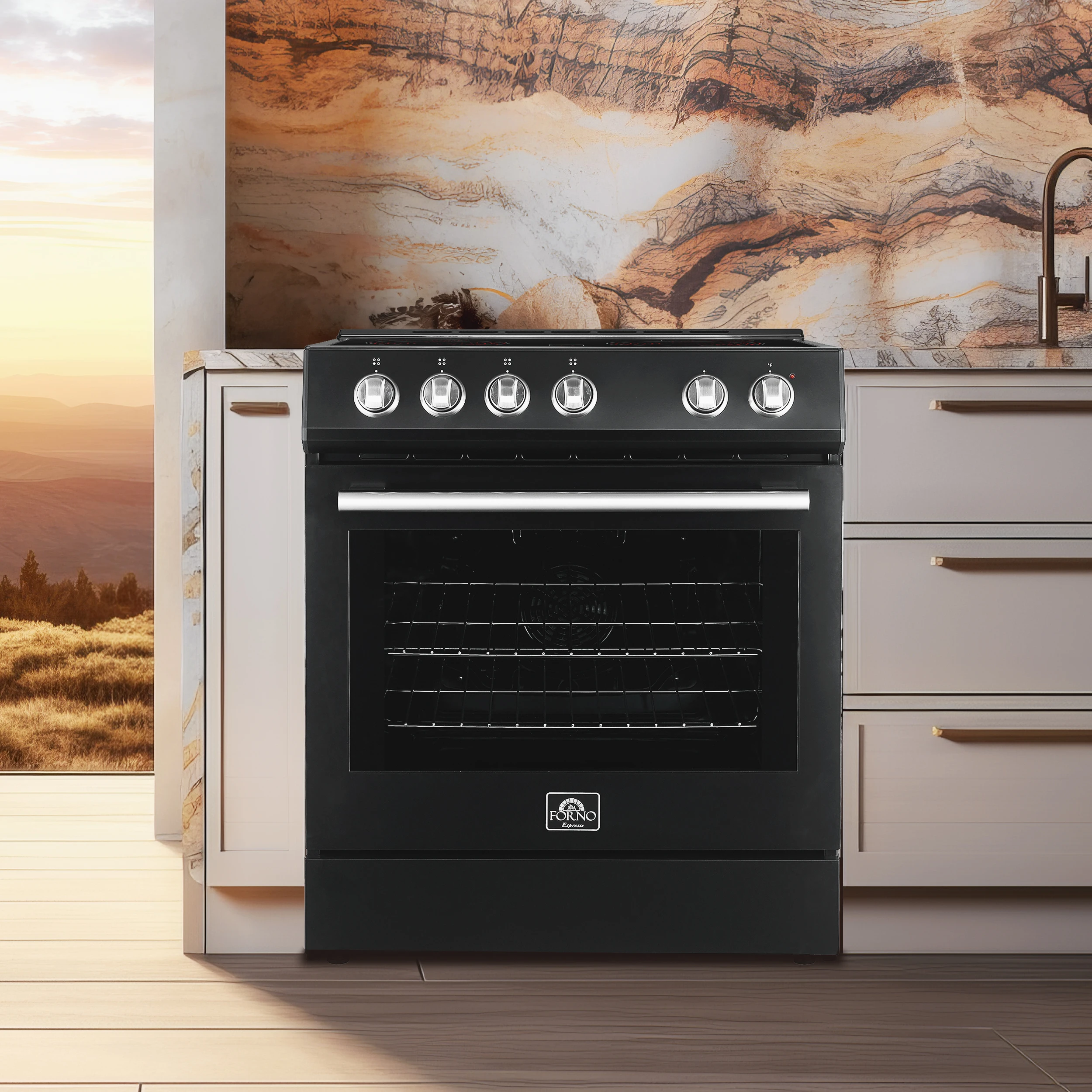 Leonardo Espresso 30-Inch Black Electric Range, True Convection, Energy Efficient FFSEL601230BLK
