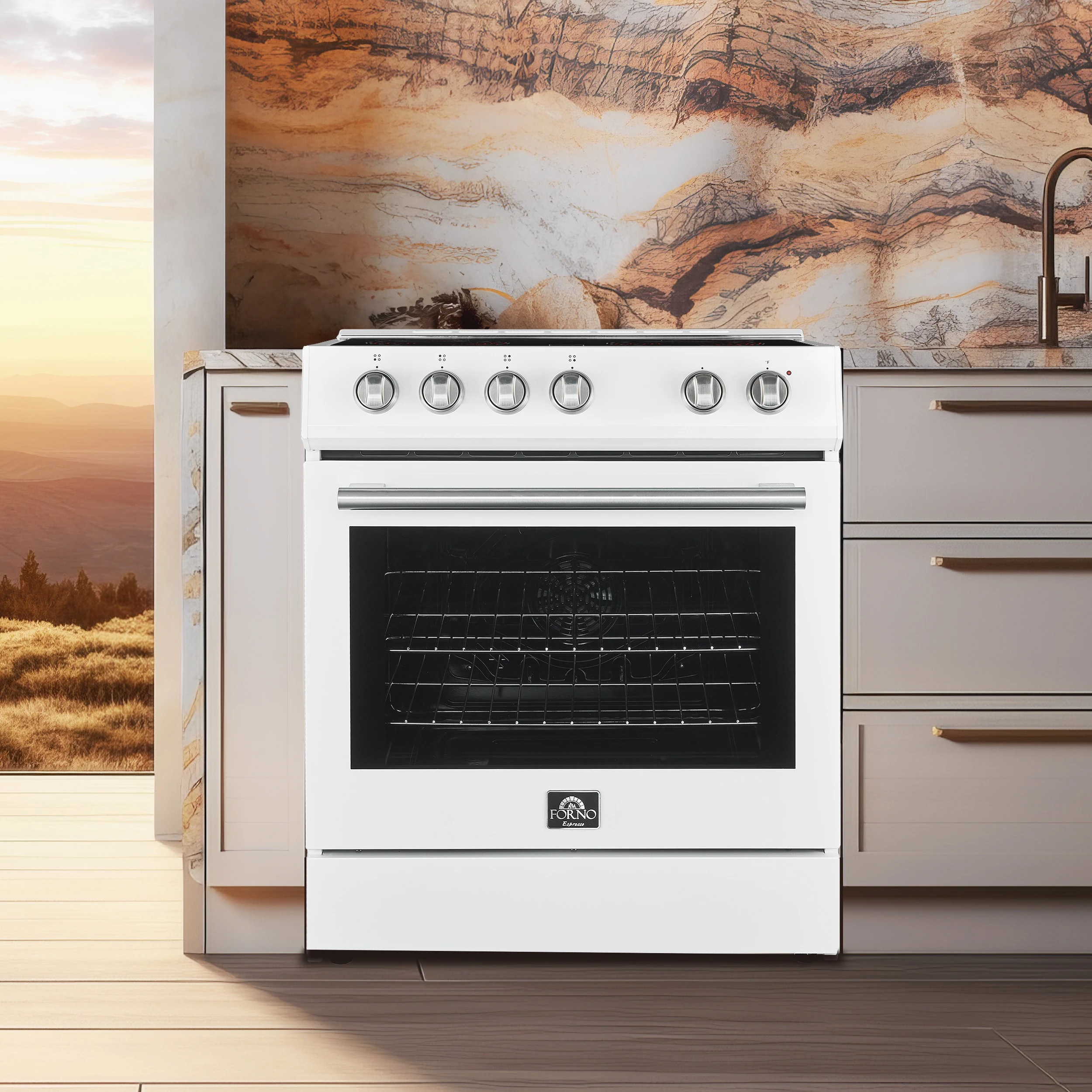 Leonardo Espresso 30-Inch White Electric Range, True Convection, Energy Efficient FFSEL601230WHT