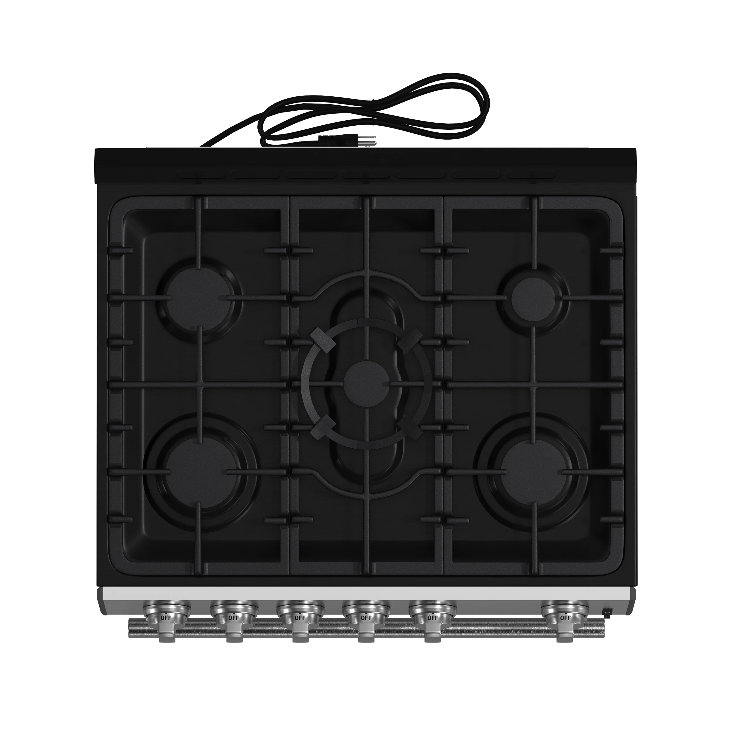 Leonardo 30-Inch Stainless Steel Gas Range, 5 Sealed Burners (Totaling 39,500 BTU), 5 cu.ft. Convection Oven, Continuous Cast Iron Grates, Black Enamel Interior, Auto Re-Ignition, LP Conversi FFSGS111630