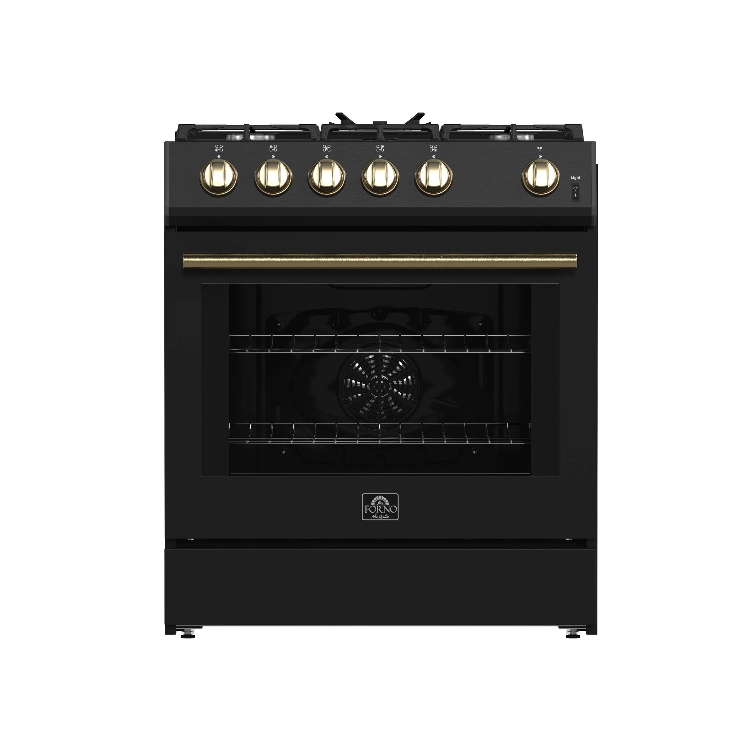 Leonardo Espresso 30-Inch Gas Range, 5 Burners, 39,500 BTU, 5 cu.ft Convection Oven FFSGS111630BLK