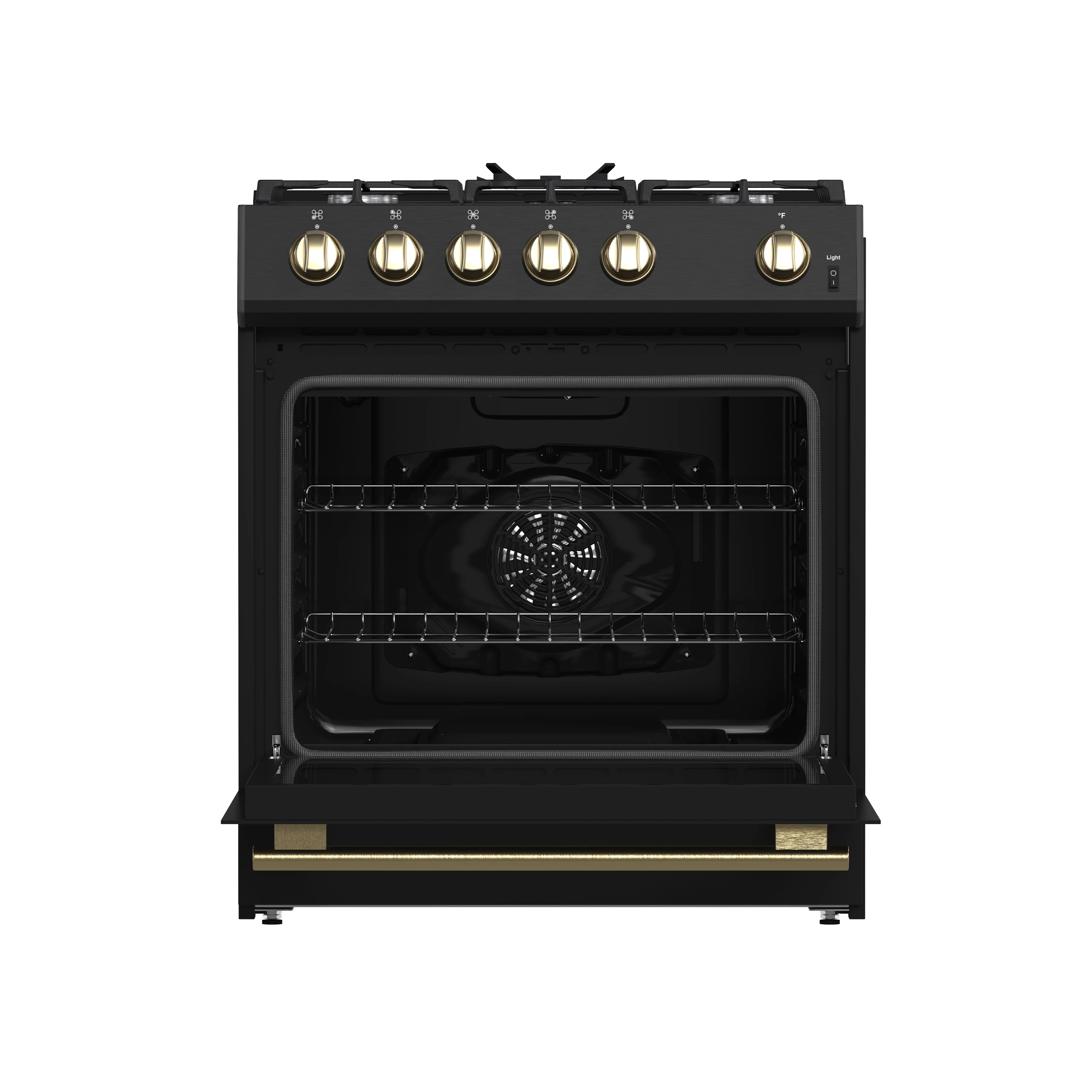 Leonardo Espresso 30-Inch Gas Range, 5 Burners, 39,500 BTU, 5 cu.ft Convection Oven FFSGS111630BLK