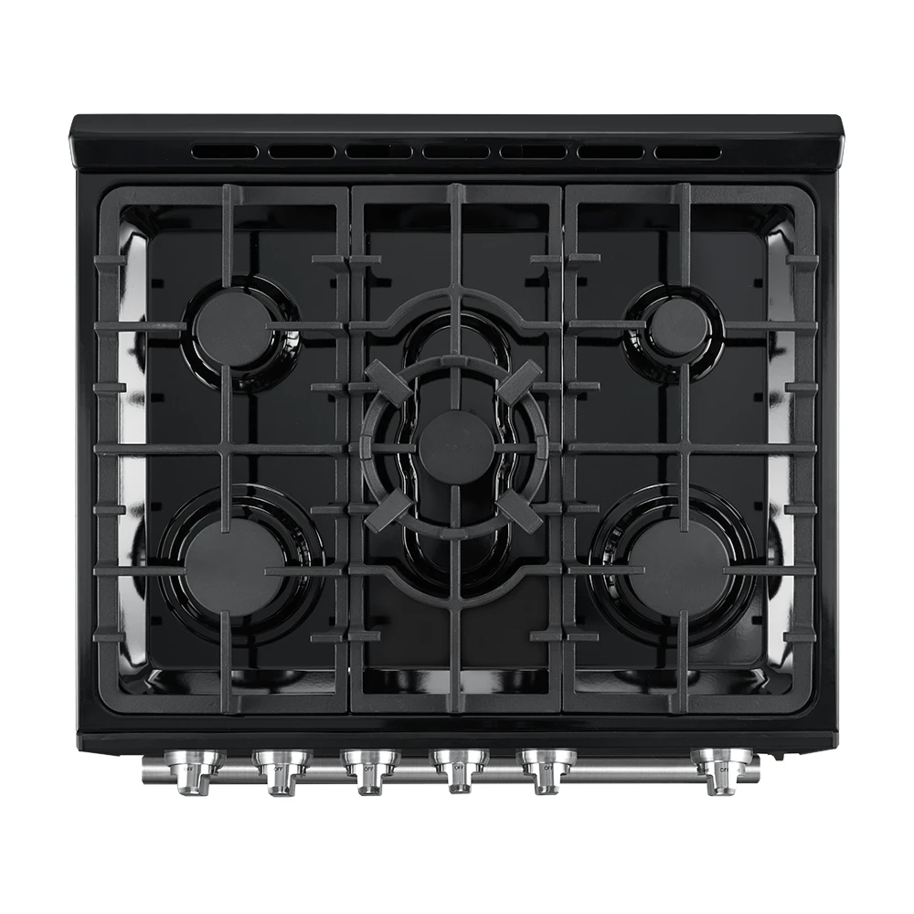 Leonardo Espresso 30-Inch Gas Range, 5 Burners, 39,500 BTU, 5 cu.ft Convection Oven FFSGS111630BLK