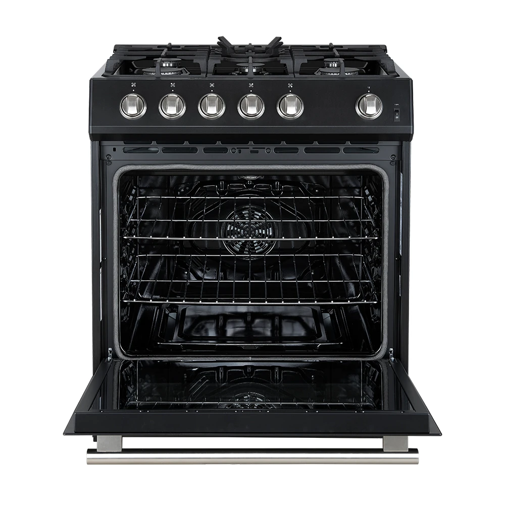 Leonardo Espresso 30-Inch Gas Range, 5 Burners, 39,500 BTU, 5 cu.ft Convection Oven FFSGS111630BLK
