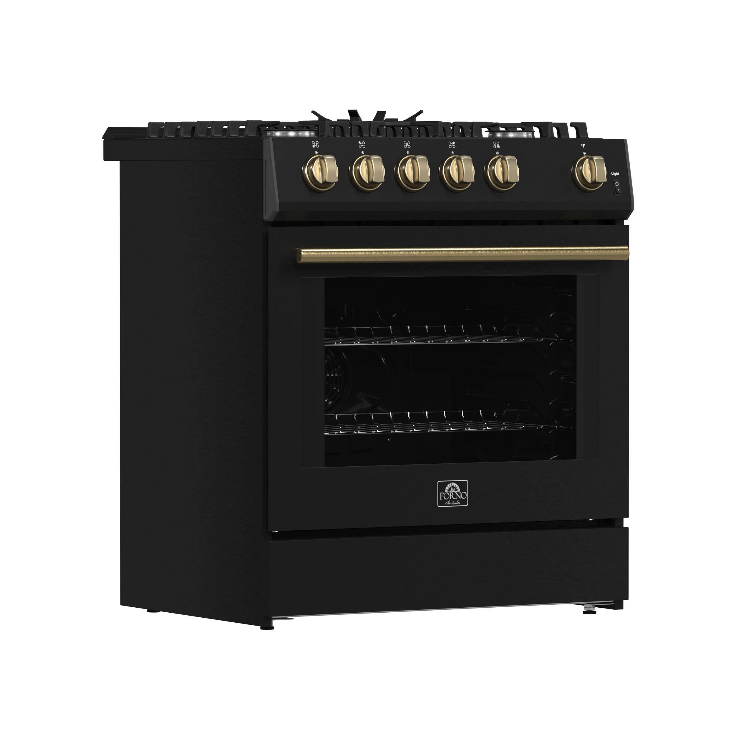 Leonardo Espresso 30-Inch Gas Range, 5 Burners, 39,500 BTU, 5 cu.ft Convection Oven FFSGS111630BLK