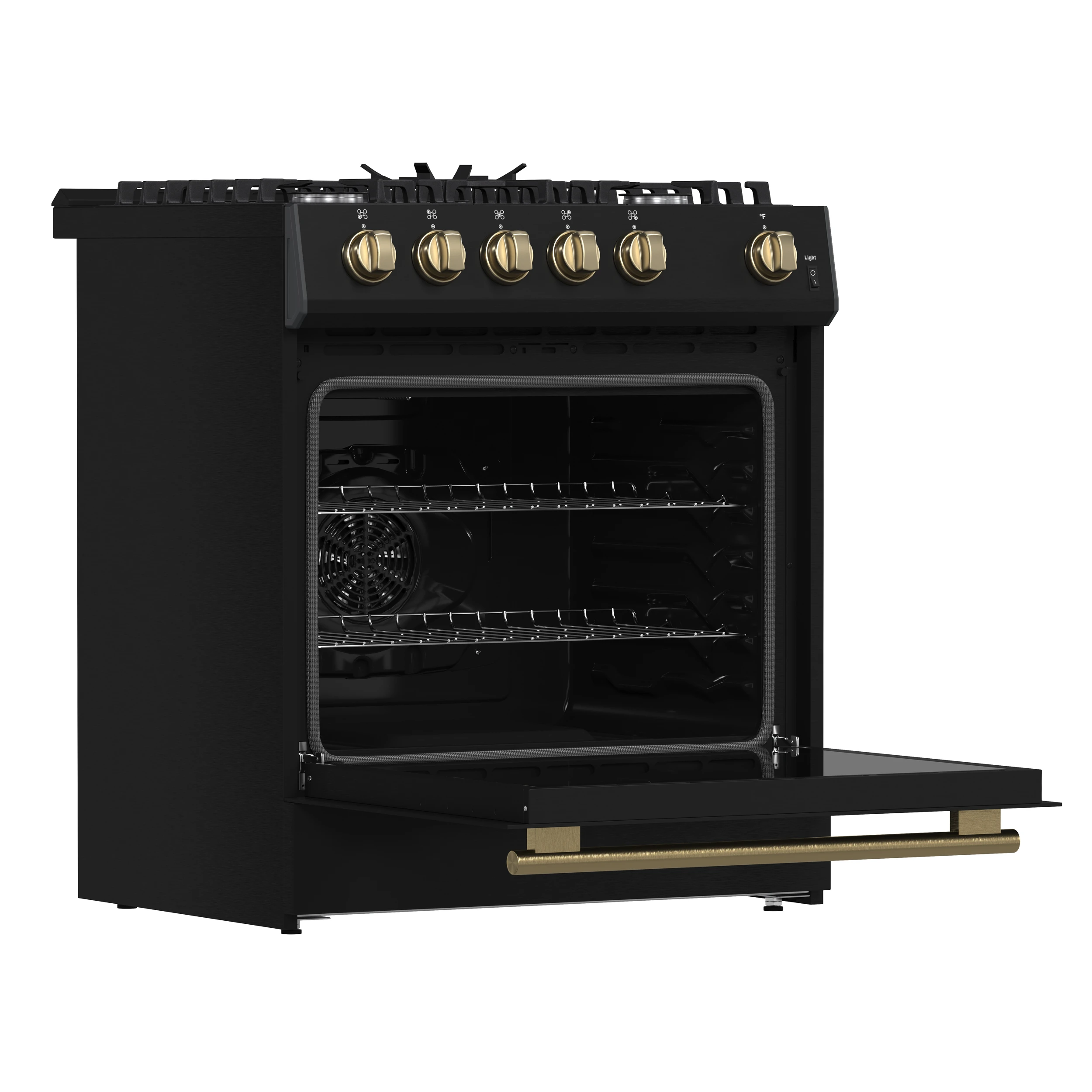 Leonardo Espresso 30-Inch Gas Range, 5 Burners, 39,500 BTU, 5 cu.ft Convection Oven FFSGS111630BLK