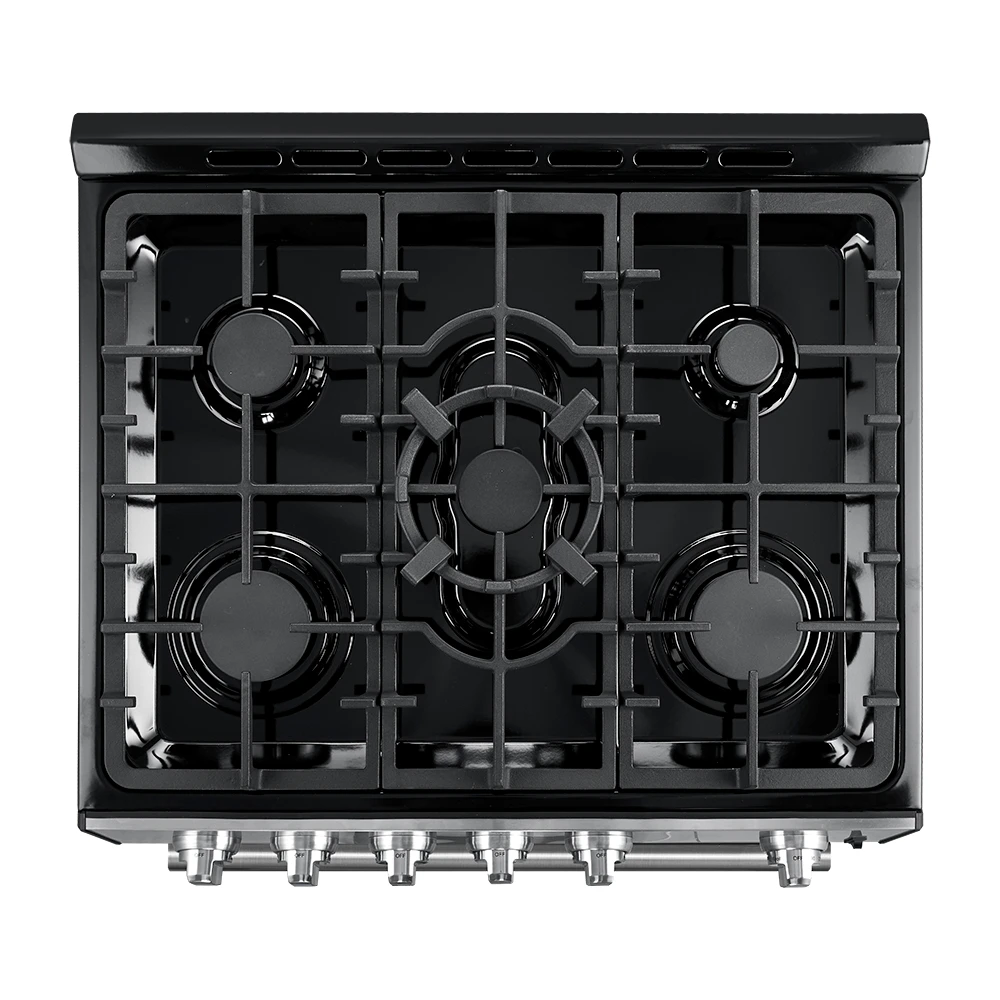 Leonardo Espresso 30-Inch Gas Range, 5 Burners, 39,500 BTU, 5 cu.ft Convection Oven FFSGS111630BLK