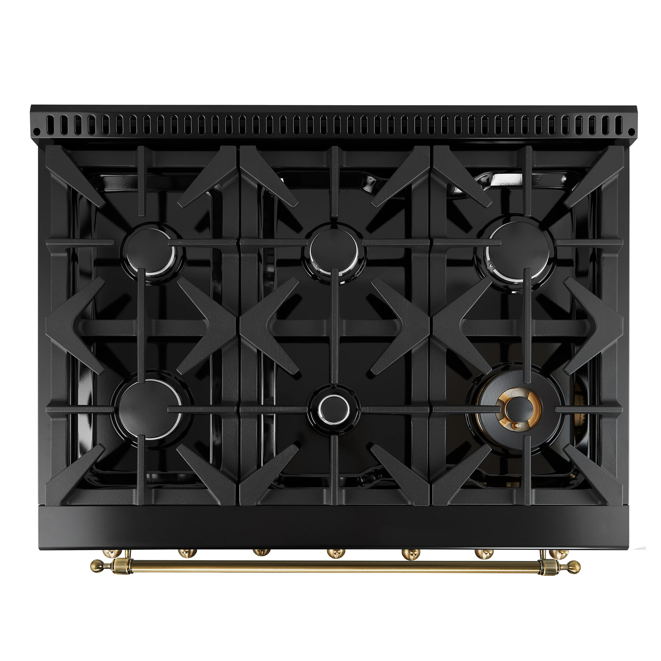 Antico 36-inch Dual Fuel Range, and Antique Brass, 6 Burners, 4.5 cu.ft. Convection Oven FFSGS611336BLK