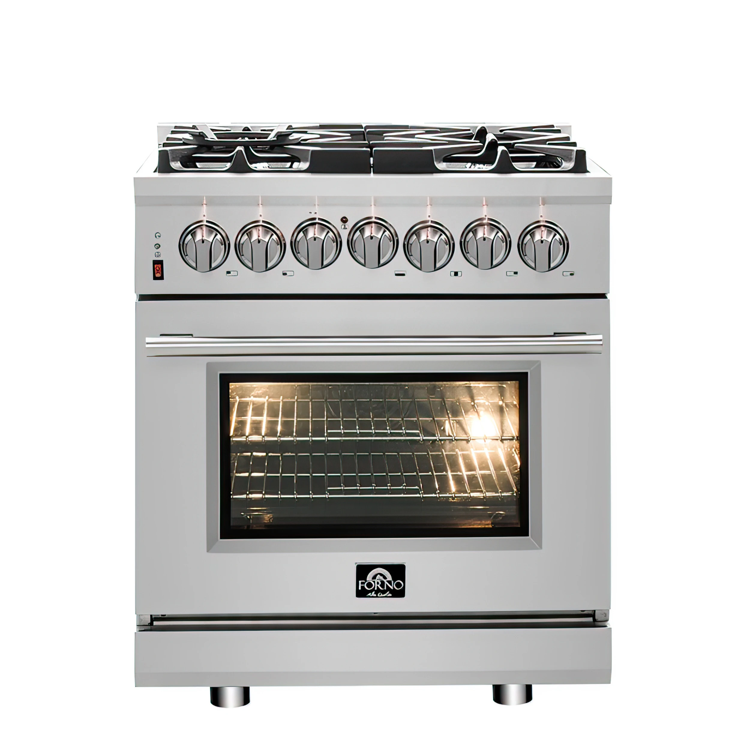 Massimo 30-Inch Freestanding Dual Fuel Range, 4 Burners, Double Convection Ovens FFSGS612530