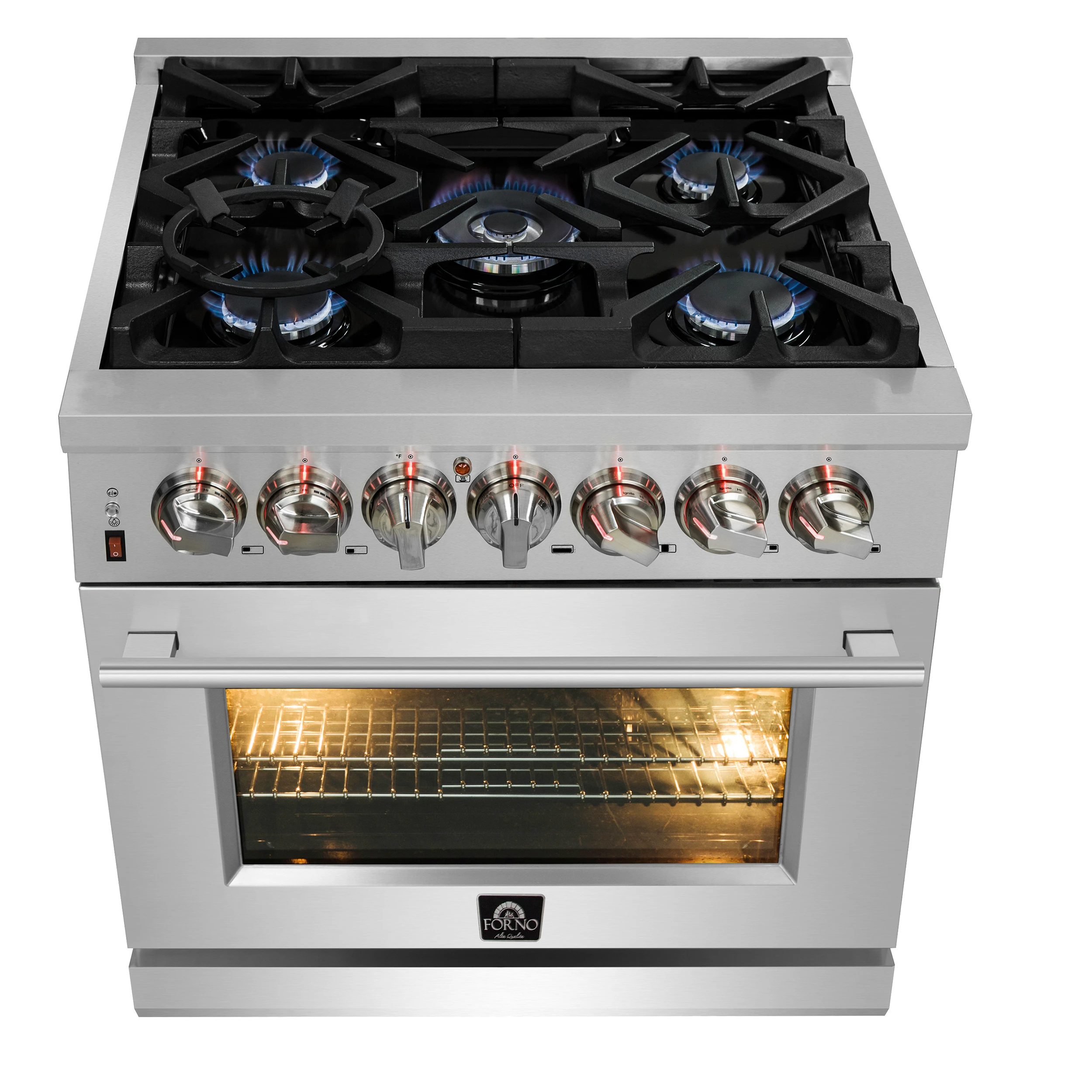 Massimo 30-Inch Freestanding Dual Fuel Range, 4 Burners, Double Convection Ovens FFSGS612530