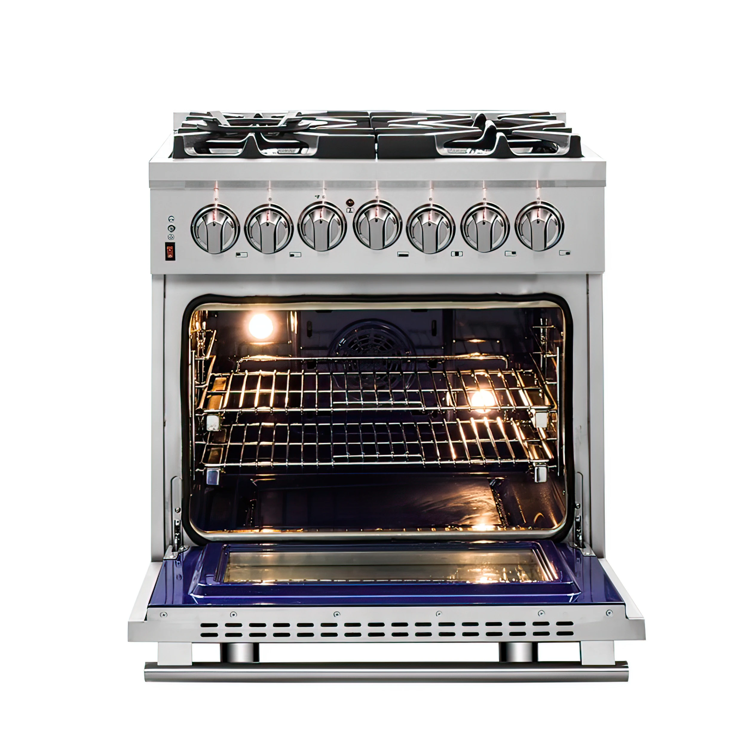 Massimo 30-Inch Freestanding Dual Fuel Range, 4 Burners, Double Convection Ovens FFSGS612530
