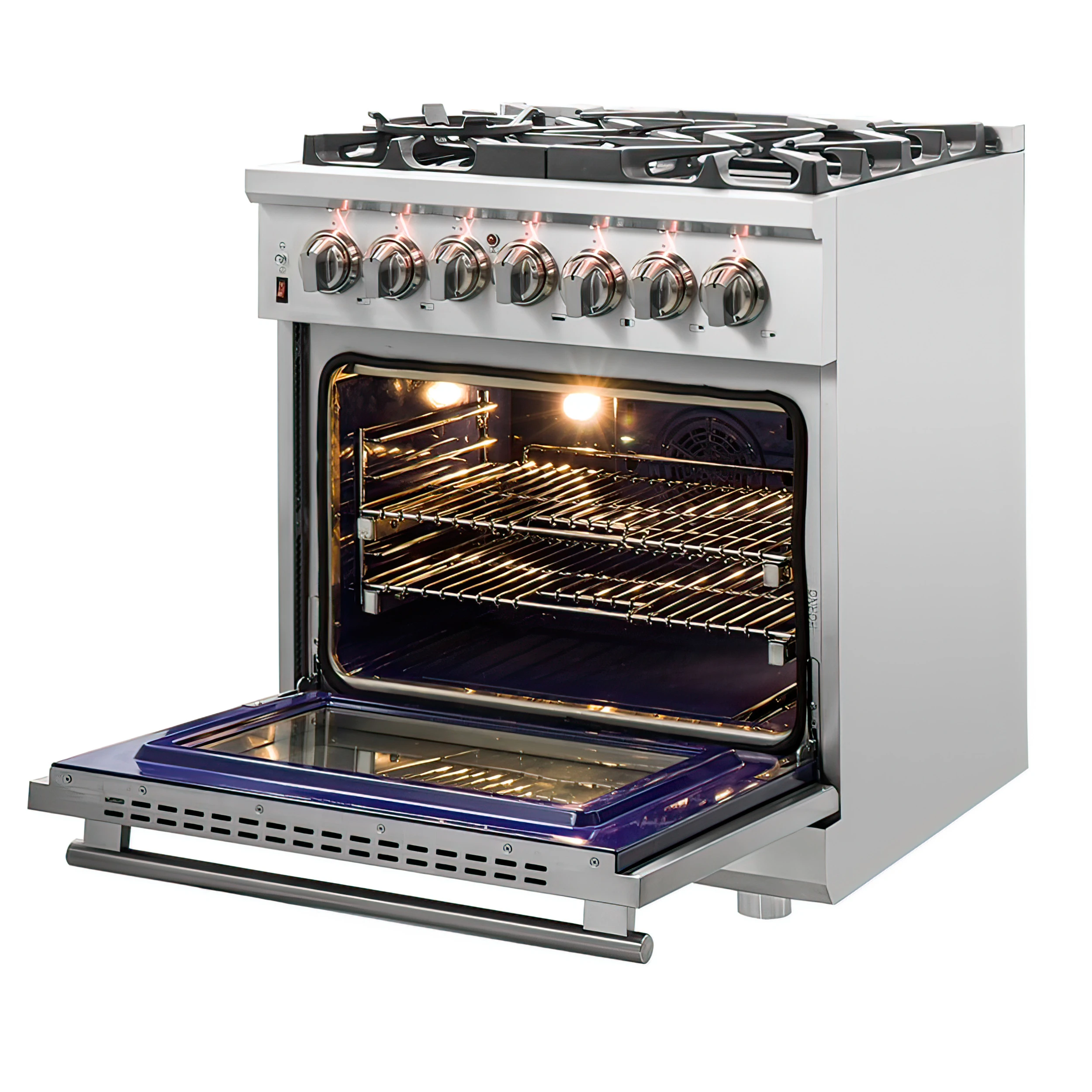 Massimo 30-Inch Freestanding Dual Fuel Range, 4 Burners, Double Convection Ovens FFSGS612530