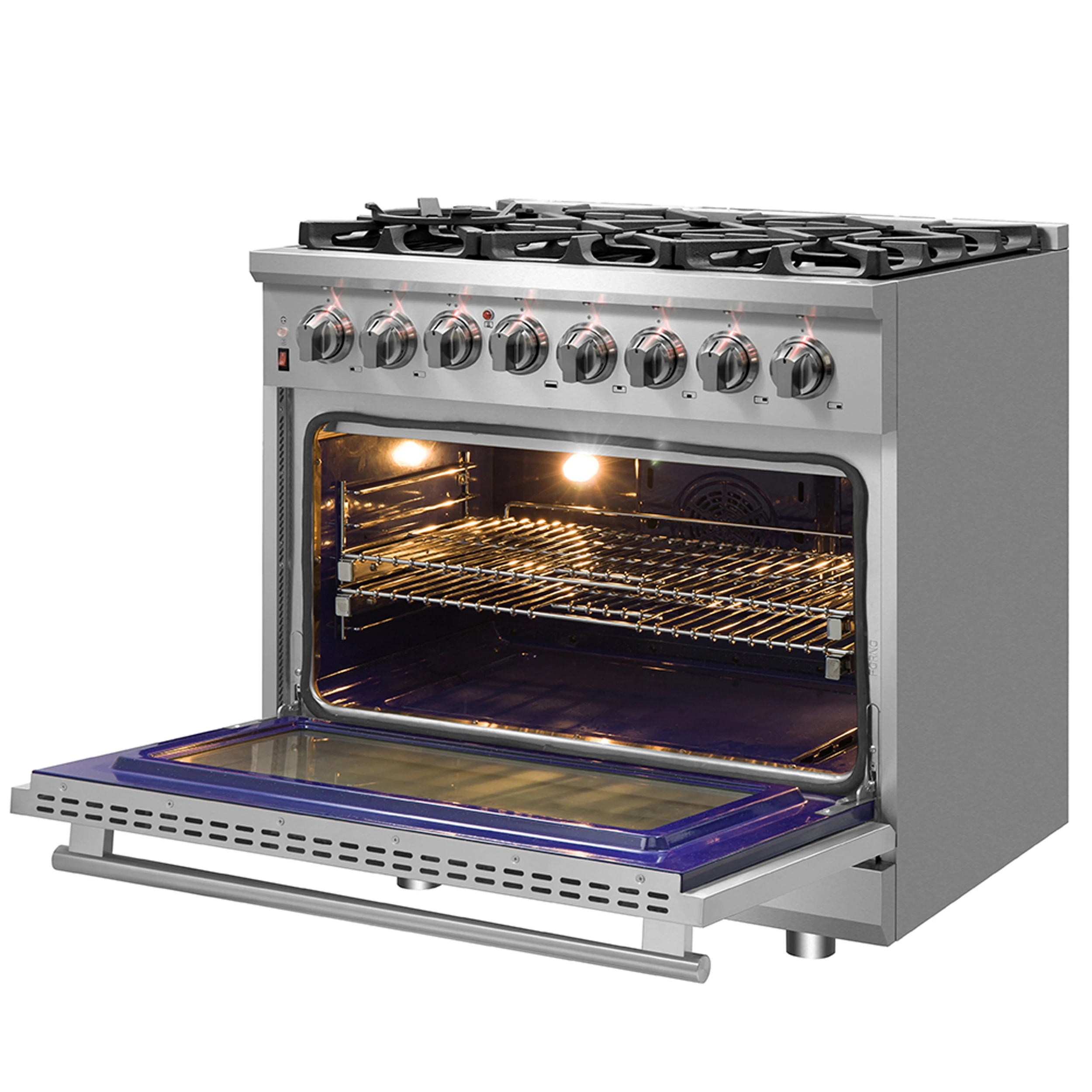 Massimo 36-Inch Freestanding Dual Fuel Range, 6 Burners, Double Convection Ovens FFSGS612536