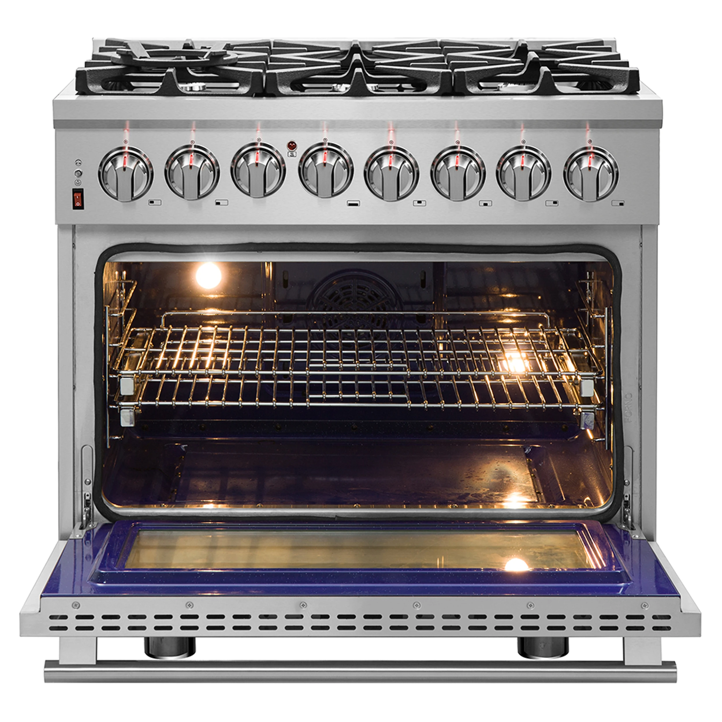 Massimo 36-Inch Freestanding Dual Fuel Range, 6 Burners, Double Convection Ovens FFSGS612536