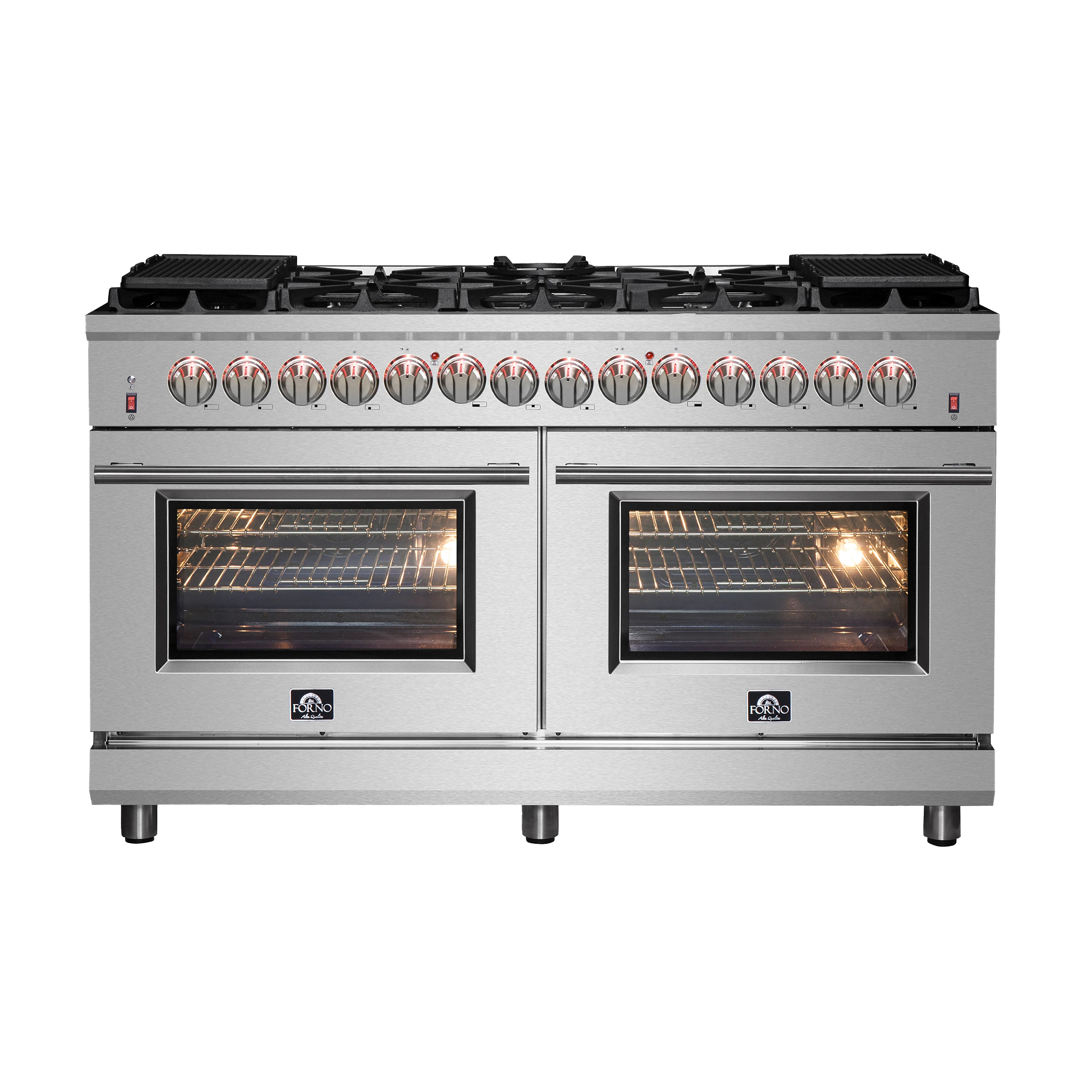 Massimo 60-Inch Freestanding Dual Fuel Range, 10 Burners, Double Convection Ovens FFSGS612560