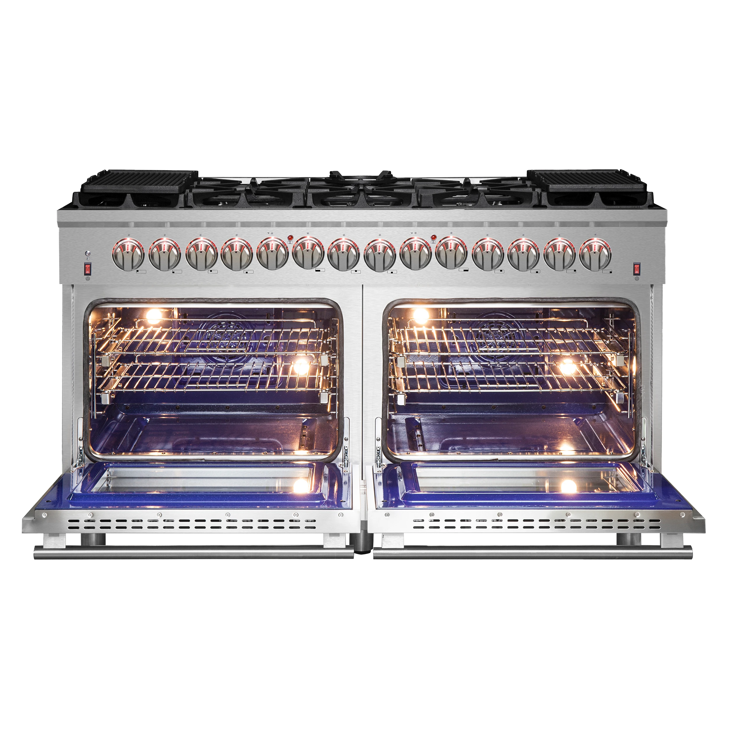 Massimo 60-Inch Freestanding Dual Fuel Range, 10 Burners, Double Convection Ovens FFSGS612560