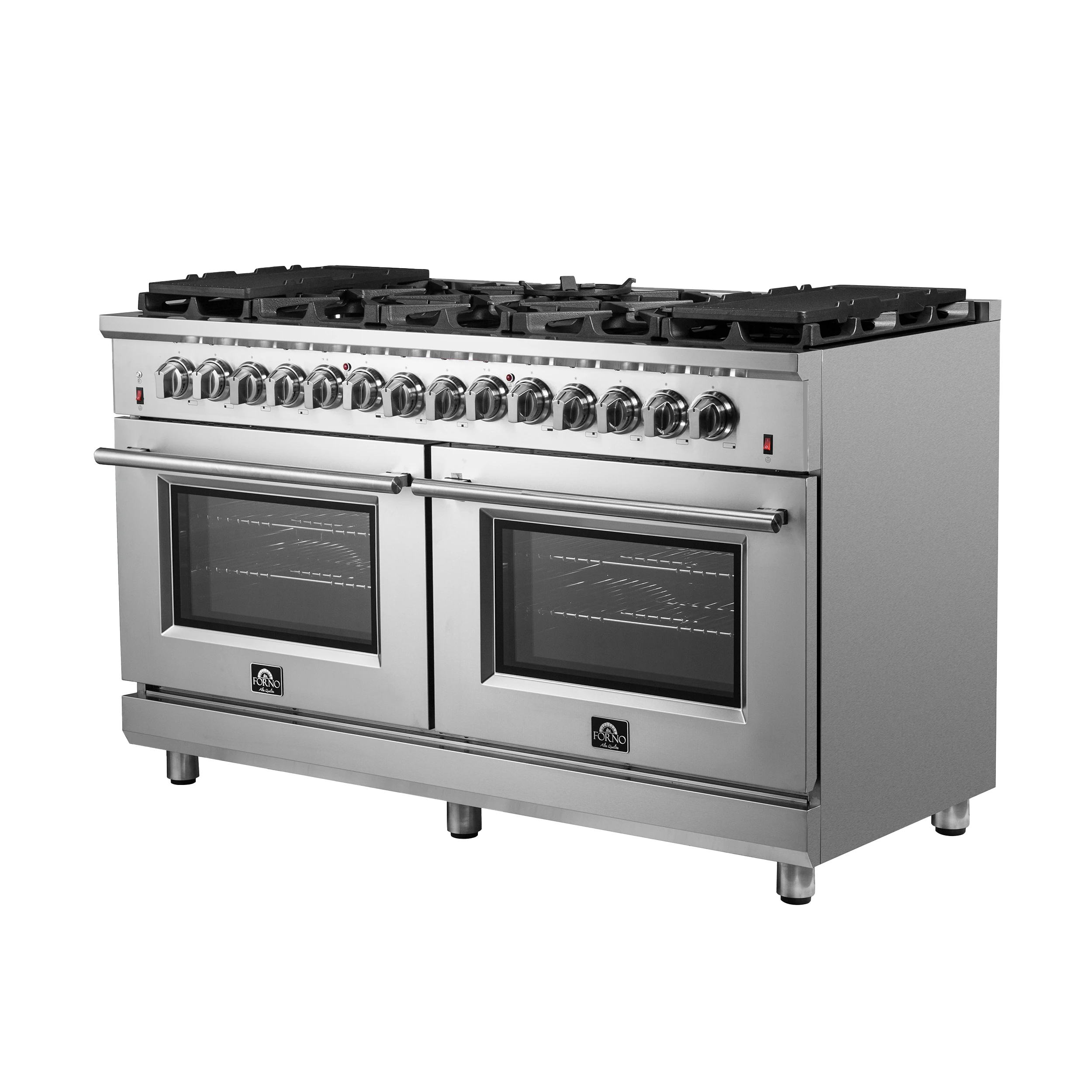 Massimo 60-Inch Freestanding Dual Fuel Range, 10 Burners, Double Convection Ovens FFSGS612560