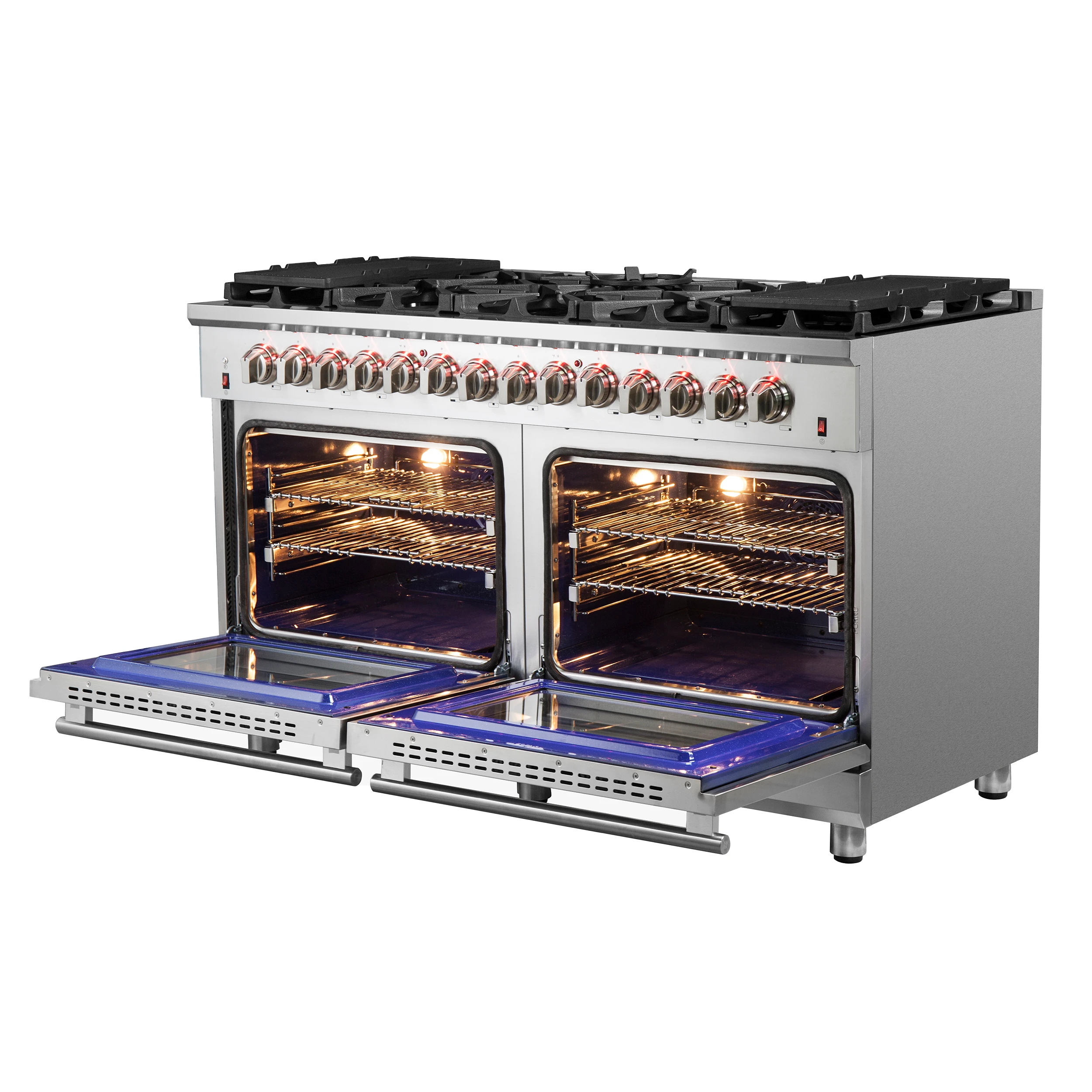Massimo 60-Inch Freestanding Dual Fuel Range, 10 Burners, Double Convection Ovens FFSGS612560