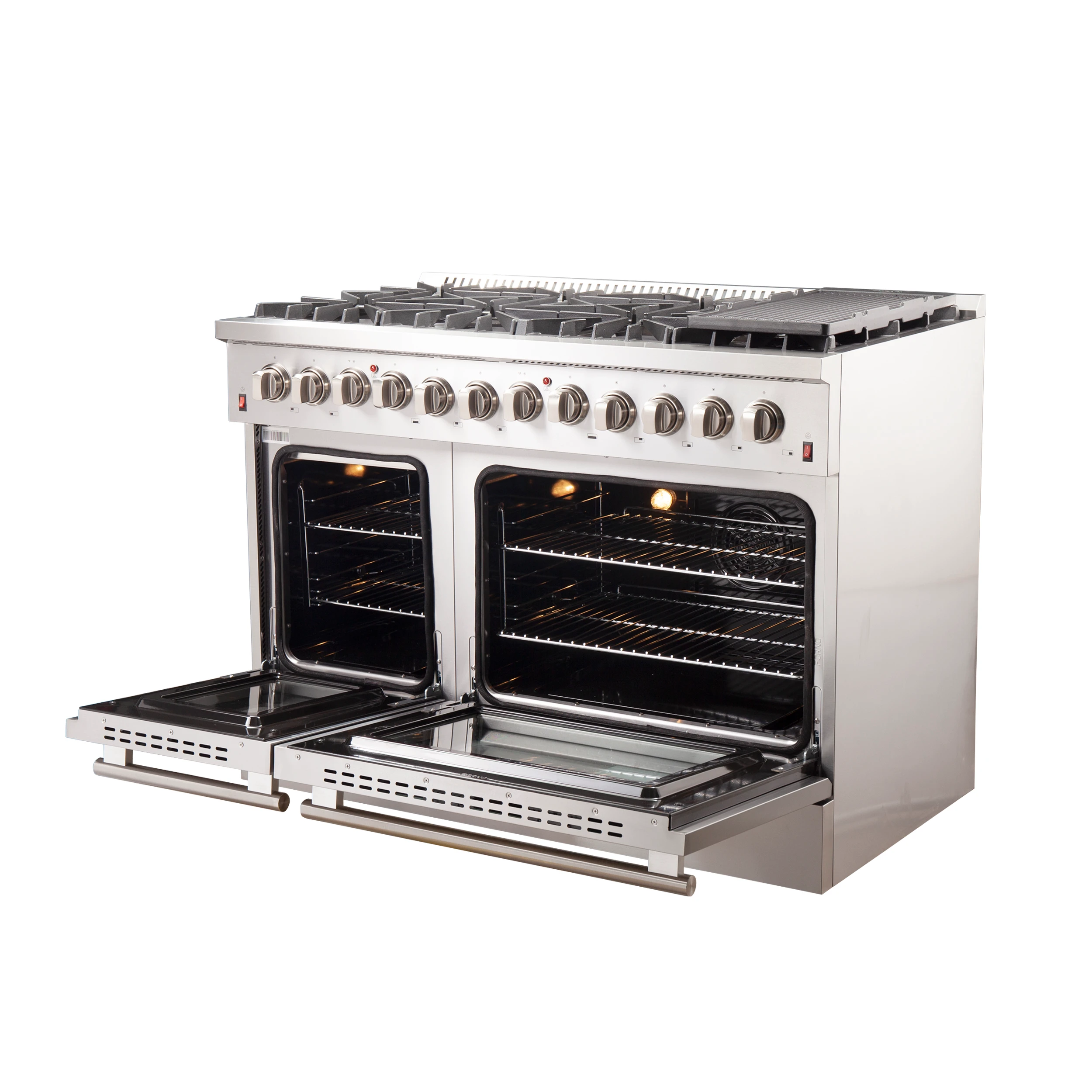 Galiano 48-Inch Freestanding Dual Fuel Range, 8 Burners, Double Convection Ovens view 4
