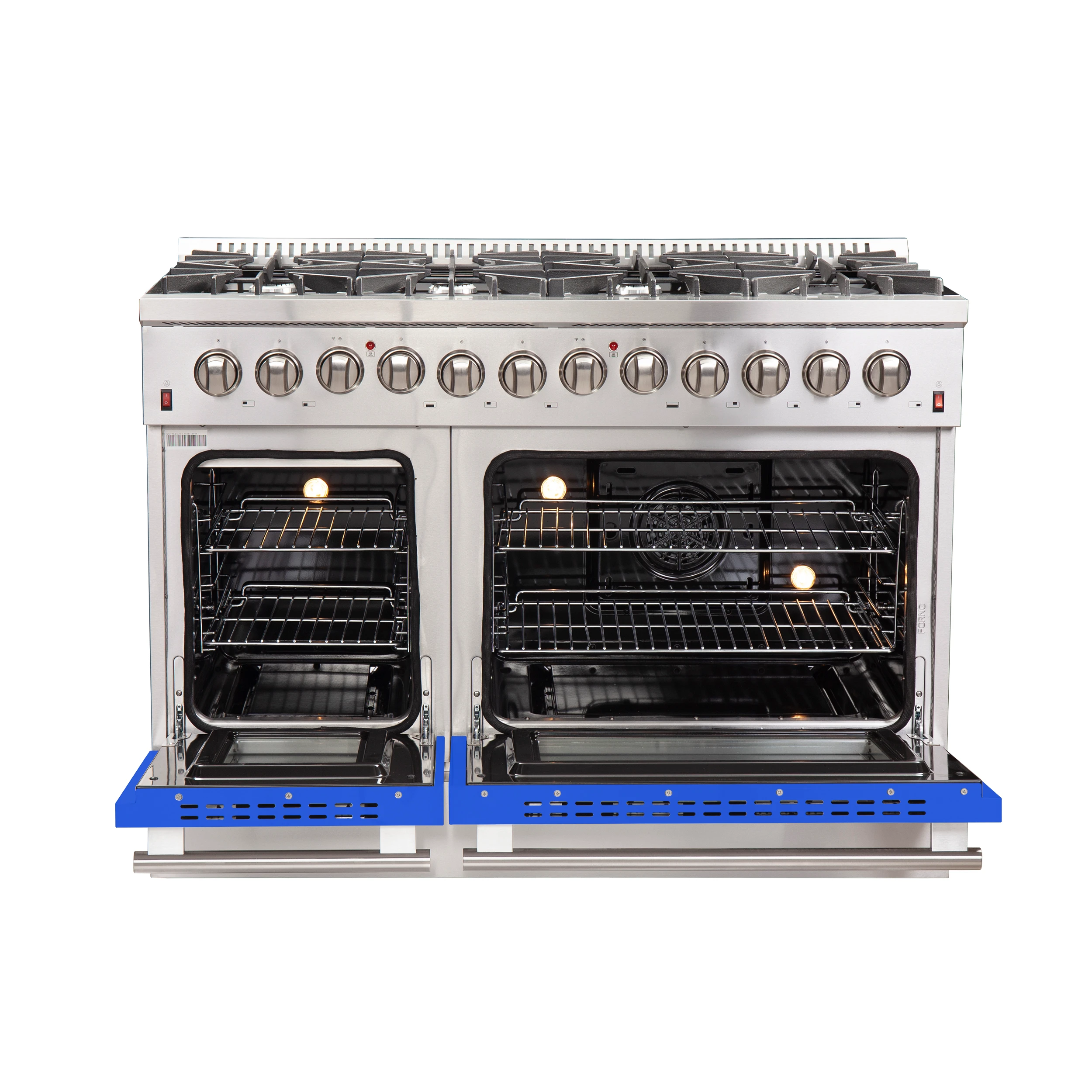 Galiano 48-Inch Freestanding Dual Fuel Range, 8 Burners, Double Convection Ovens, Doors FFSGS615648BLU