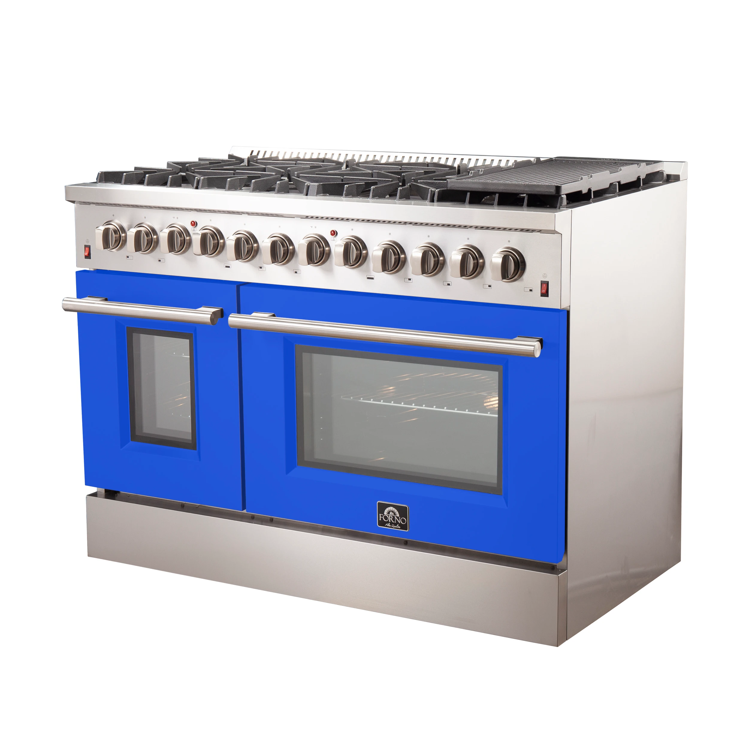 Galiano 48-Inch Freestanding Dual Fuel Range, 8 Burners, Double Convection Ovens, Doors FFSGS615648BLU