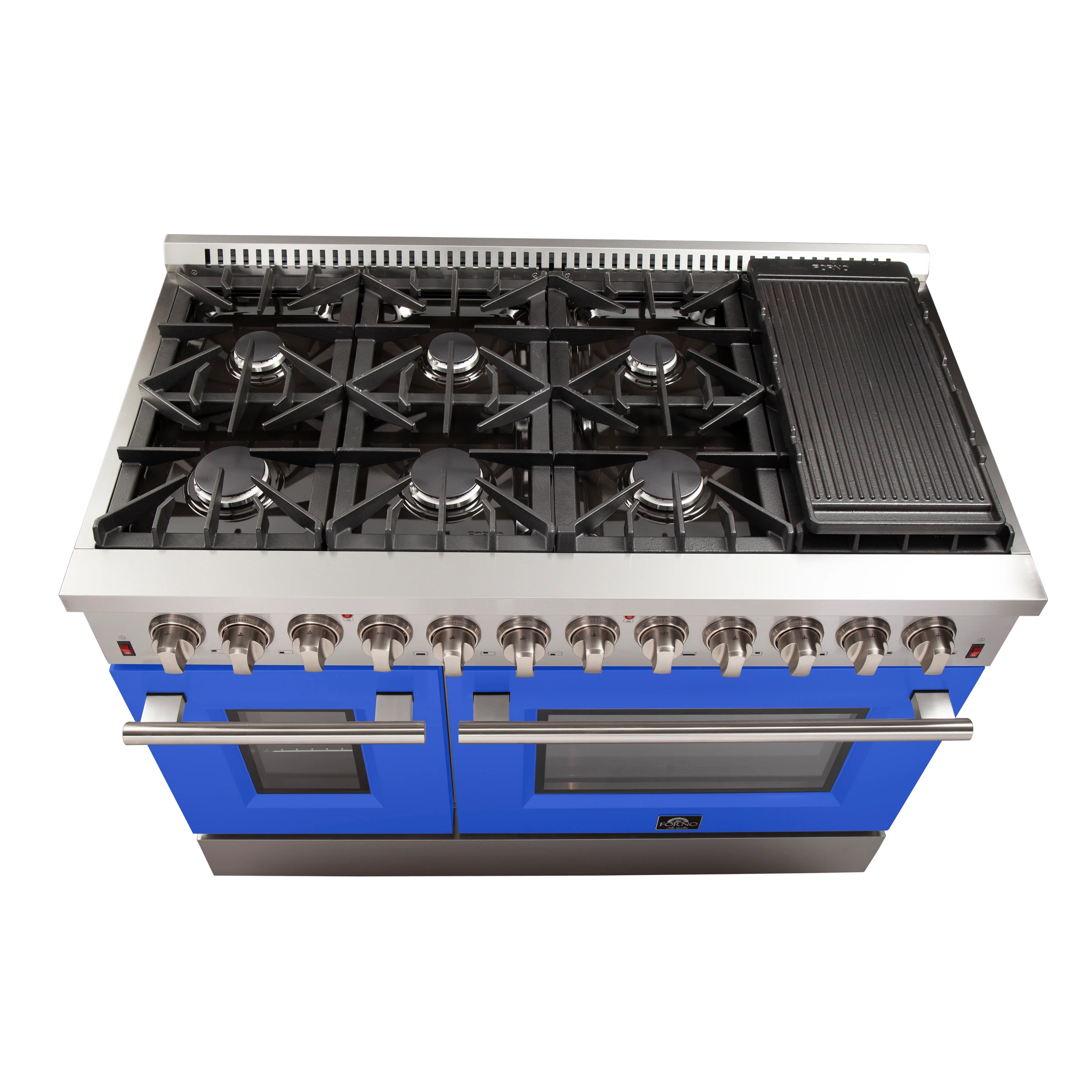 Galiano 48-Inch Freestanding Dual Fuel Range, 8 Burners, Double Convection Ovens, Doors FFSGS615648BLU