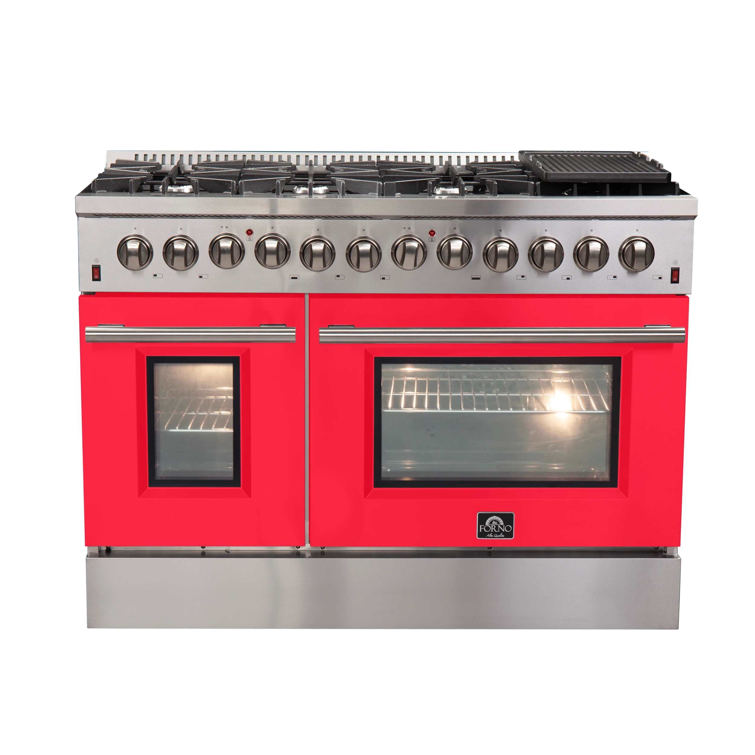 Galiano 48-Inch Freestanding Dual Fuel Range, 8 Burners, Double Convection Ovens, Doors FFSGS615648RED