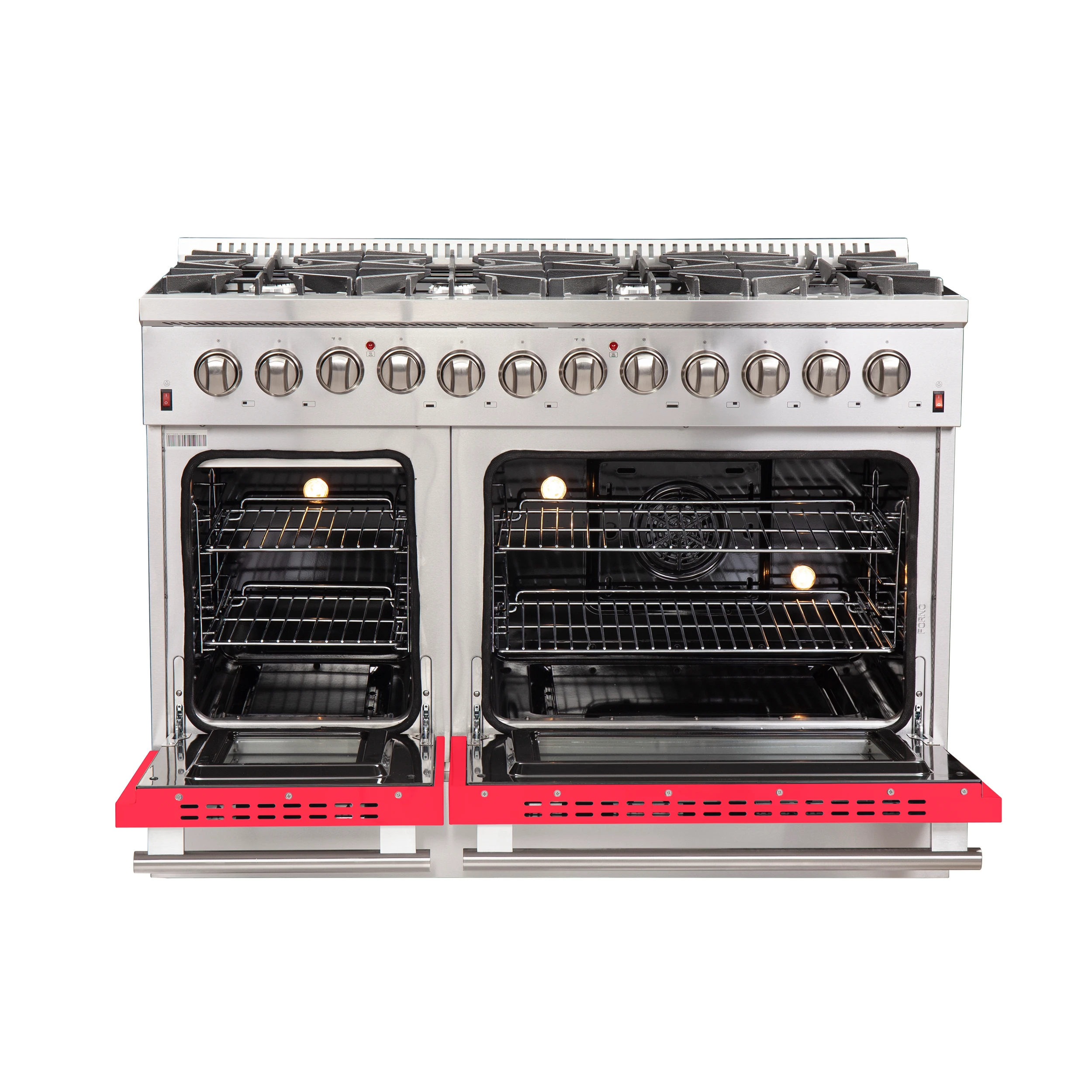 Galiano 48-Inch Freestanding Dual Fuel Range, 8 Burners, Double Convection Ovens, Doors FFSGS615648RED