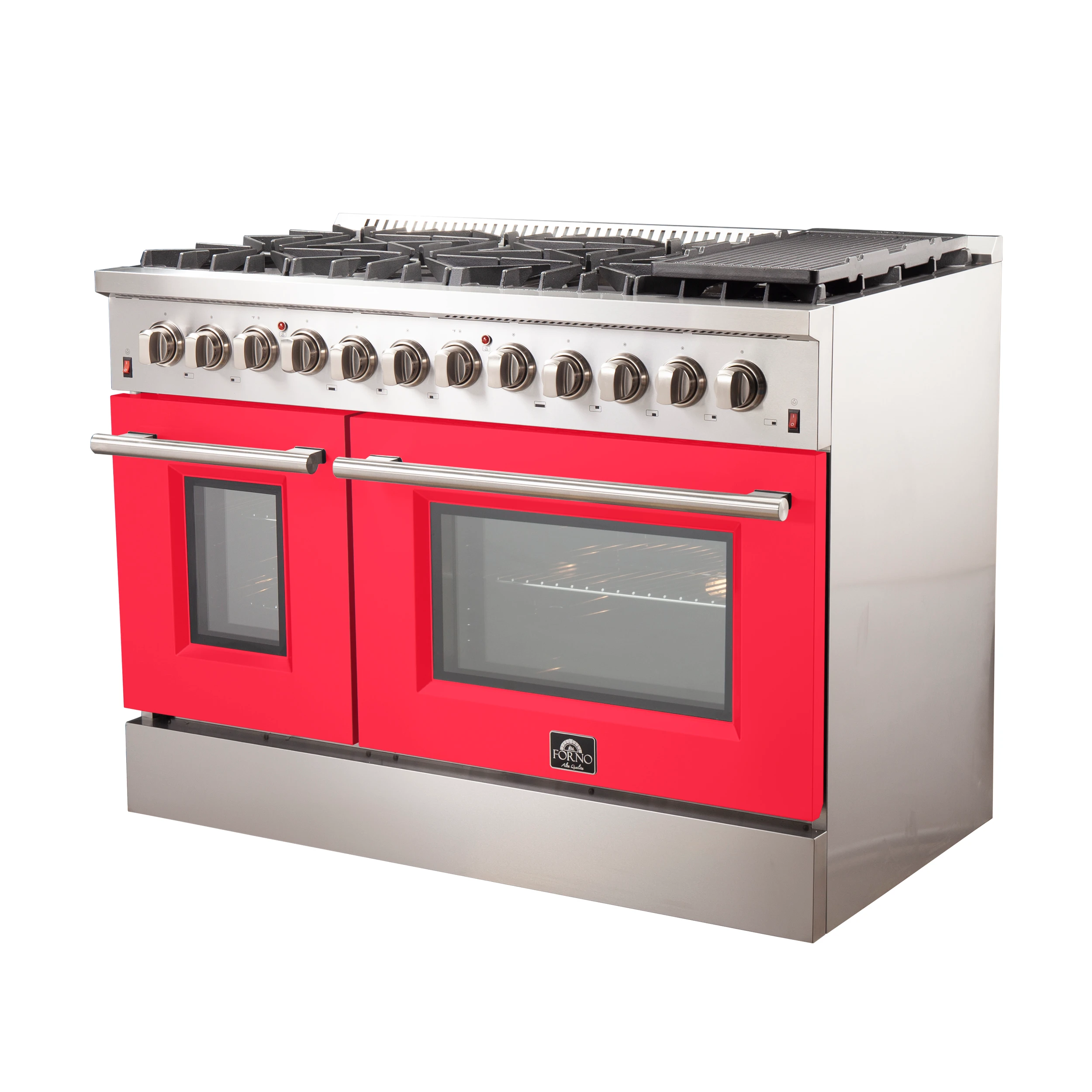 Galiano 48-Inch Freestanding Dual Fuel Range, 8 Burners, Double Convection Ovens, Doors FFSGS615648RED