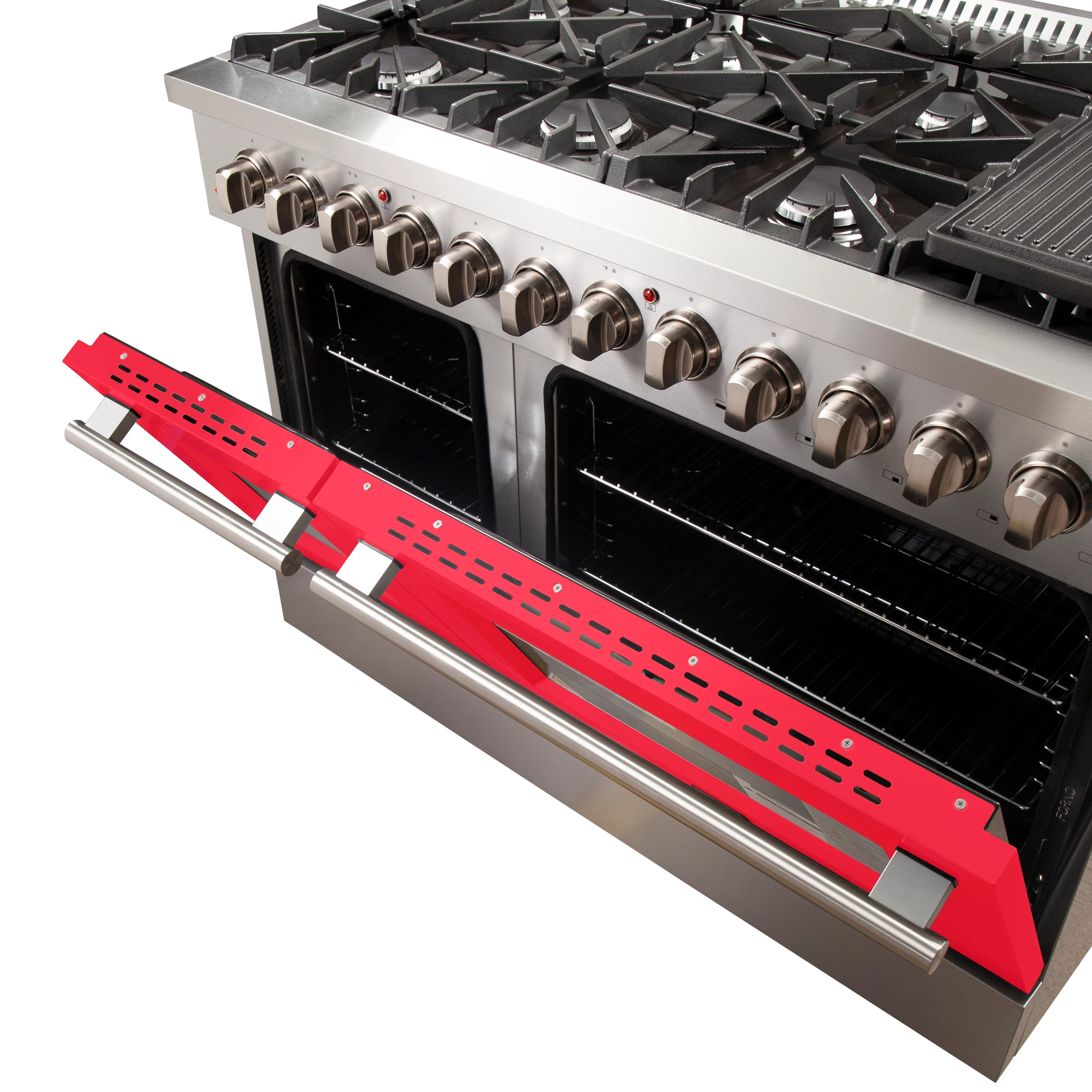 Galiano 48-Inch Freestanding Dual Fuel Range, 8 Burners, Double Convection Ovens, Doors FFSGS615648RED