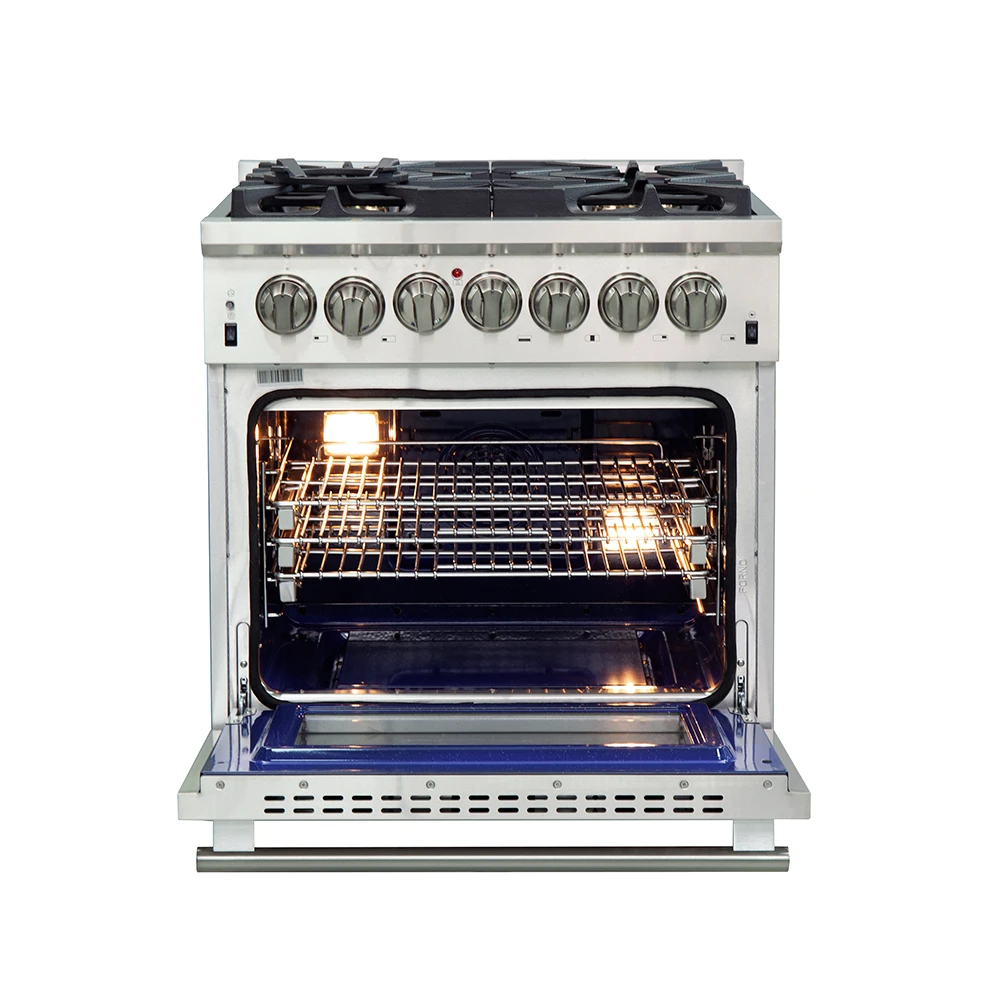 Capriasca 30-Inch Freestanding Dual Fuel Range, 4 Burners, True Convection Oven FFSGS618730