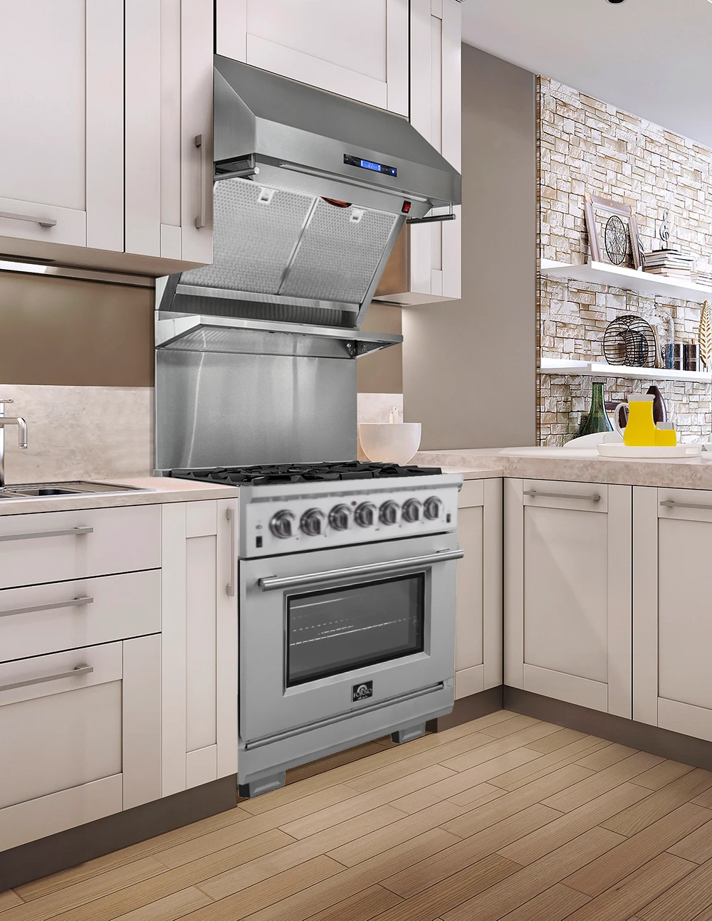 Capriasca 30-Inch Freestanding Dual Fuel Range, 4 Burners, True Convection Oven FFSGS618730