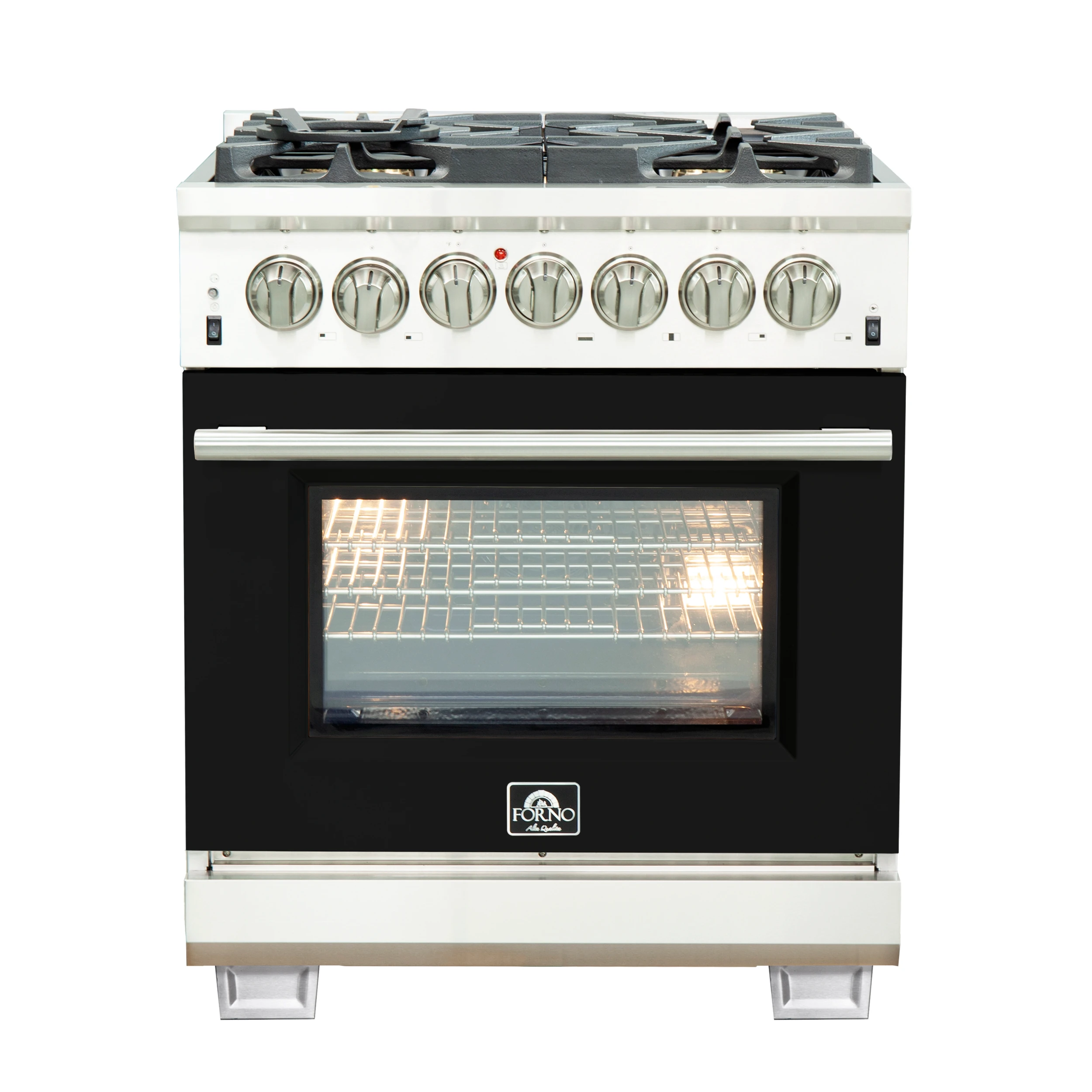 Capriasca 30-Inch Freestanding Dual Fuel Range, 4 Burners, True Convection Oven, Door FFSGS618730BLK