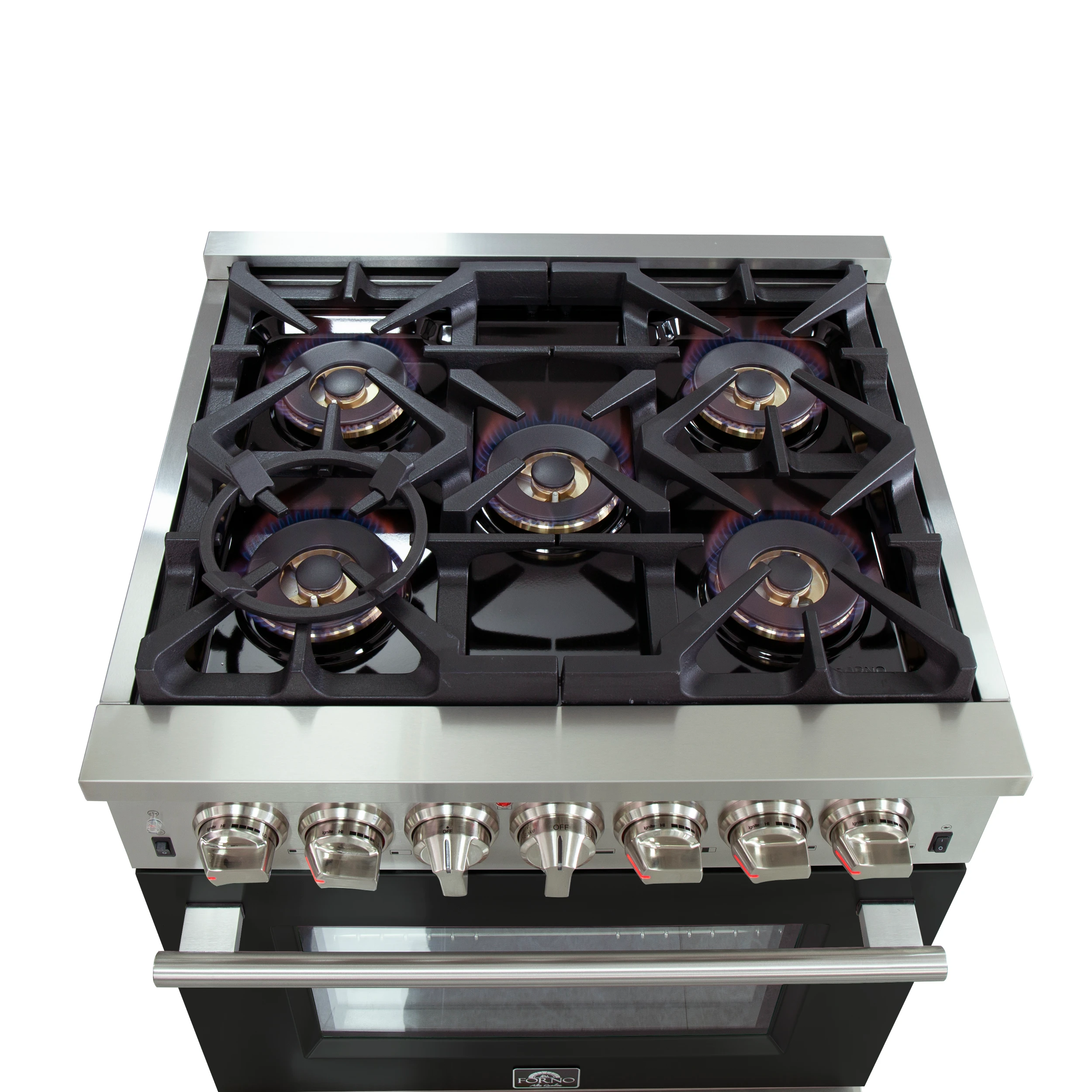 Capriasca 30-Inch Freestanding Dual Fuel Range, 4 Burners, True Convection Oven, Door FFSGS618730BLK