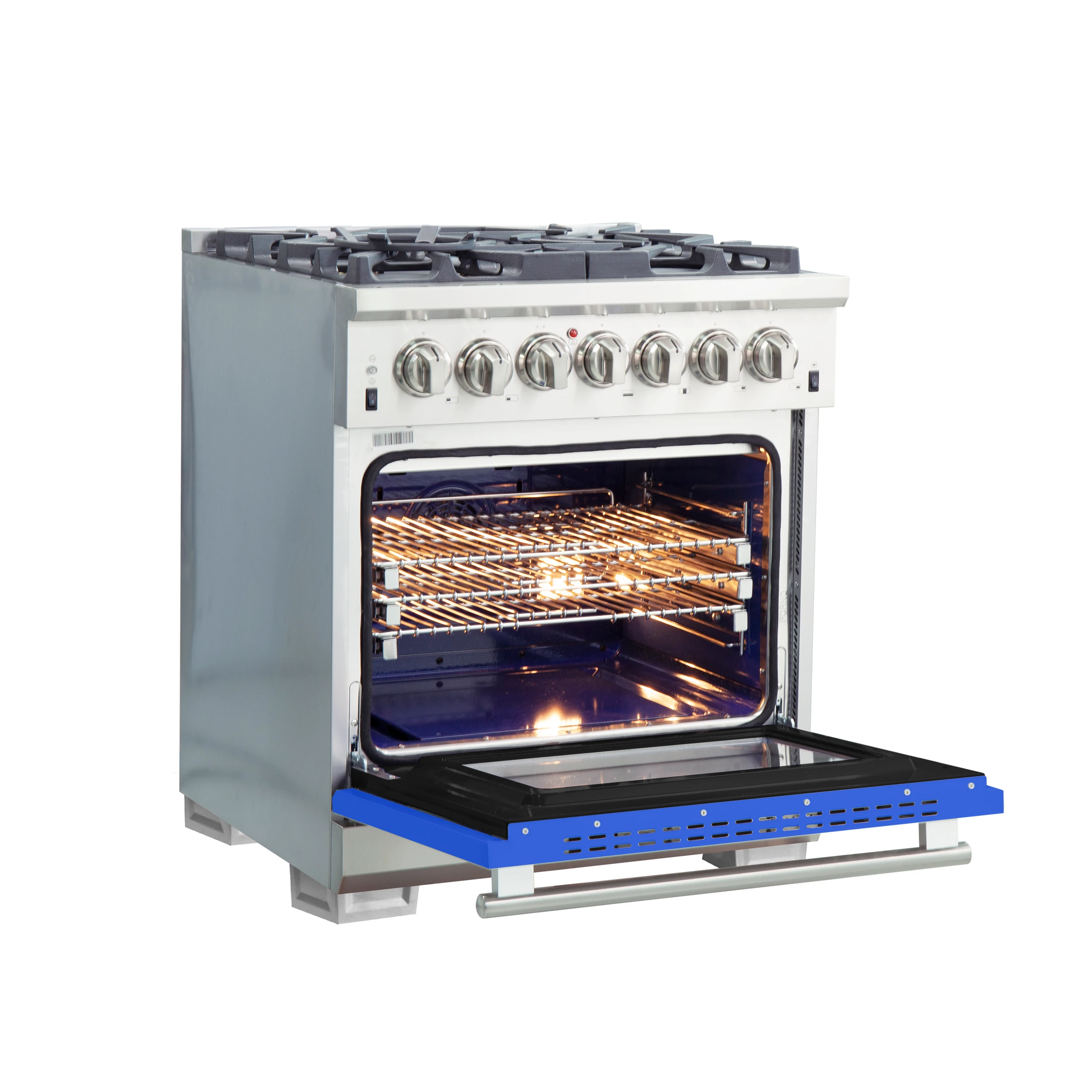 Capriasca 30-Inch Freestanding Dual Fuel Range, 4 Burners, True Convection Oven, Door FFSGS618730BLU