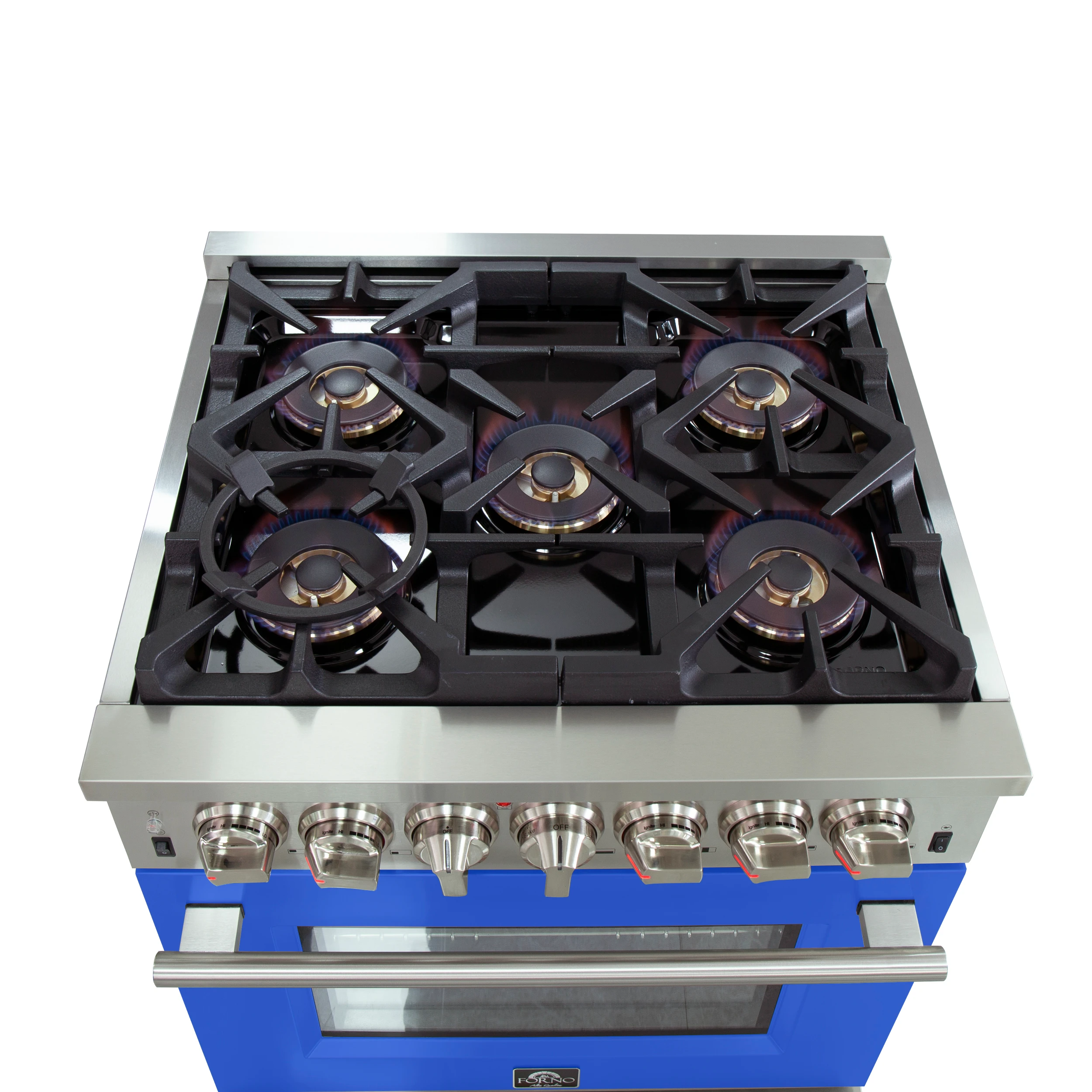 Capriasca 30-Inch Freestanding Dual Fuel Range, 4 Burners, True Convection Oven, Door FFSGS618730BLU