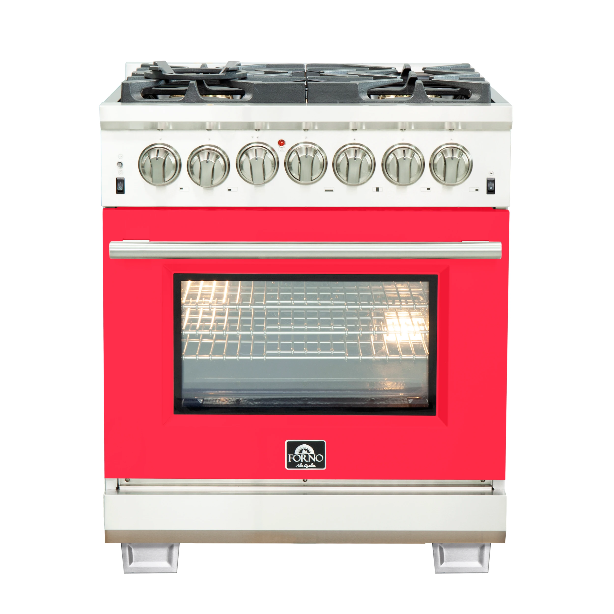 Capriasca 30-Inch Freestanding Dual Fuel Range, 4 Burners, True Convection Oven, Door FFSGS618730RED