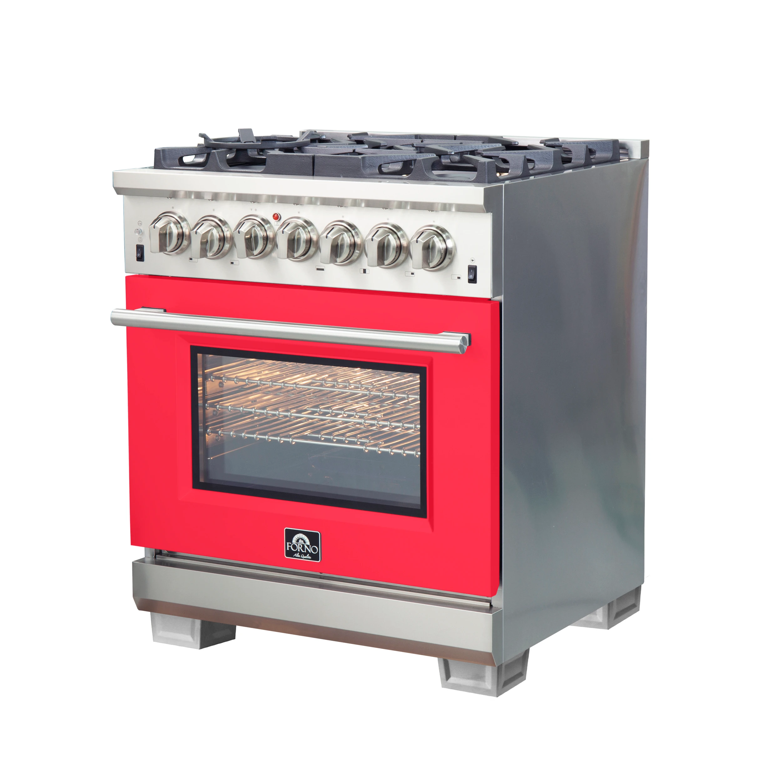 Capriasca 30-Inch Freestanding Dual Fuel Range, 4 Burners, True Convection Oven, Door FFSGS618730RED