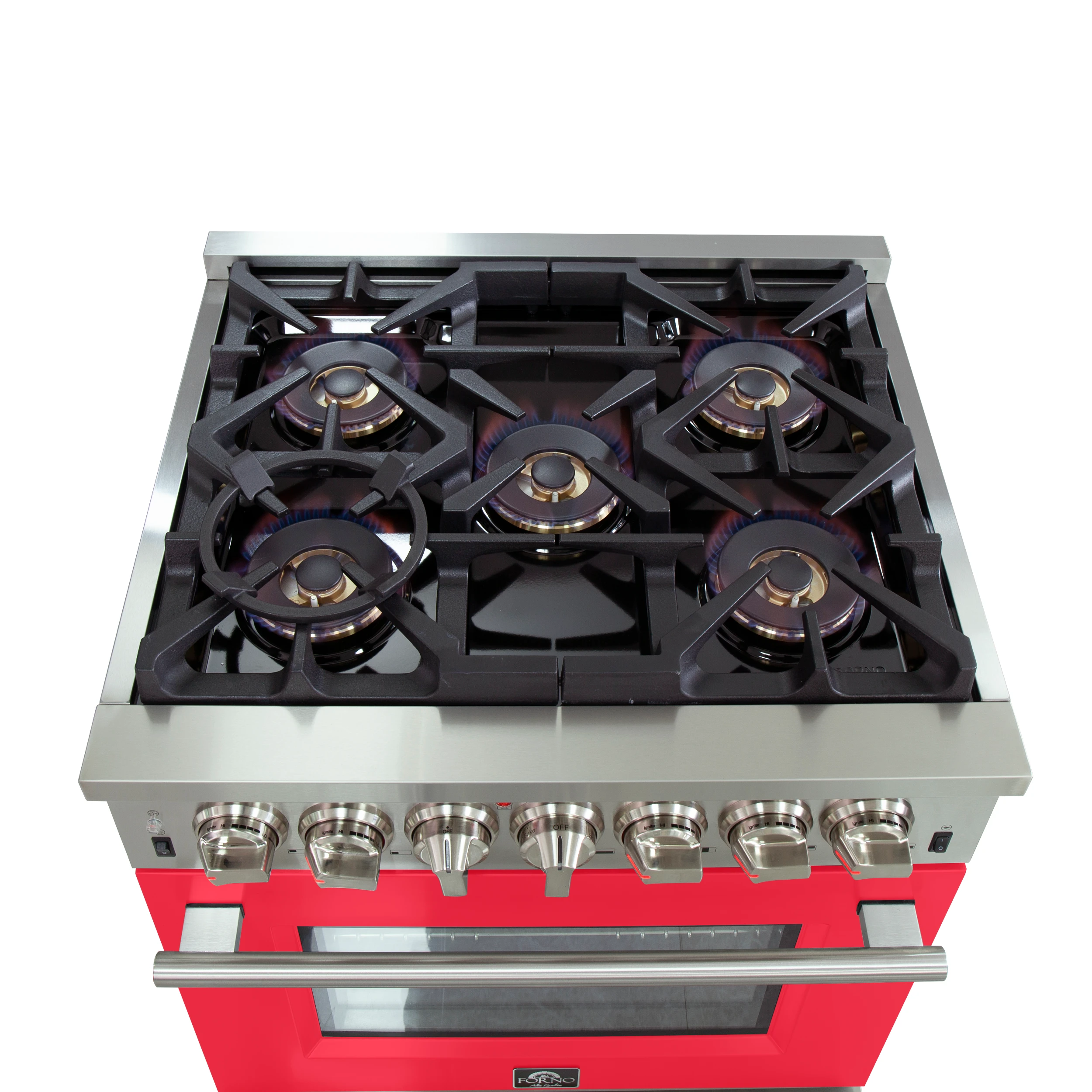 Capriasca 30-Inch Freestanding Dual Fuel Range, 4 Burners, True Convection Oven, Door FFSGS618730RED