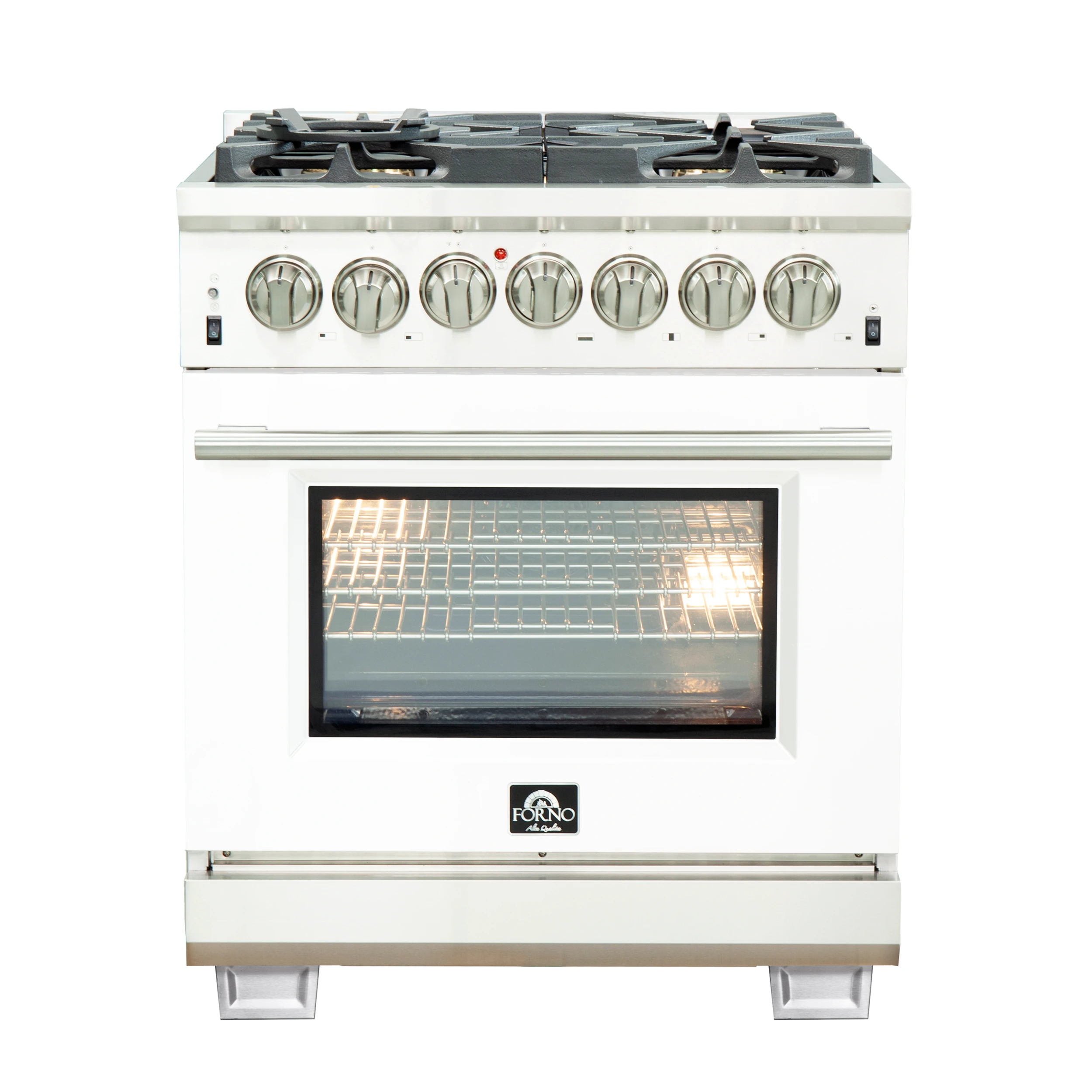 Capriasca 30-Inch Freestanding Dual Fuel Range, 4 Burners, True Convection Oven, Door FFSGS618730WHT