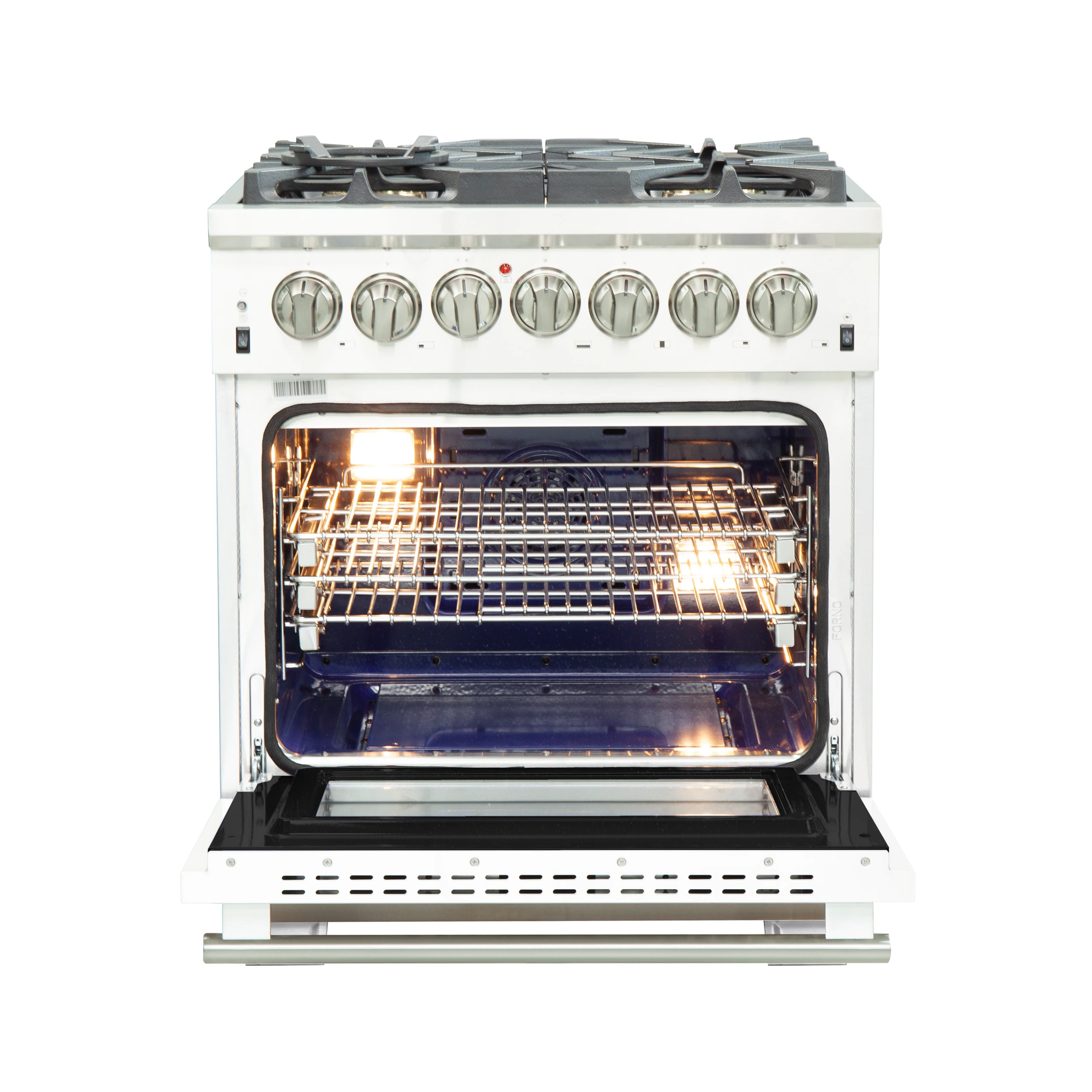 Capriasca 30-Inch Freestanding Dual Fuel Range, 4 Burners, True Convection Oven, Door FFSGS618730WHT