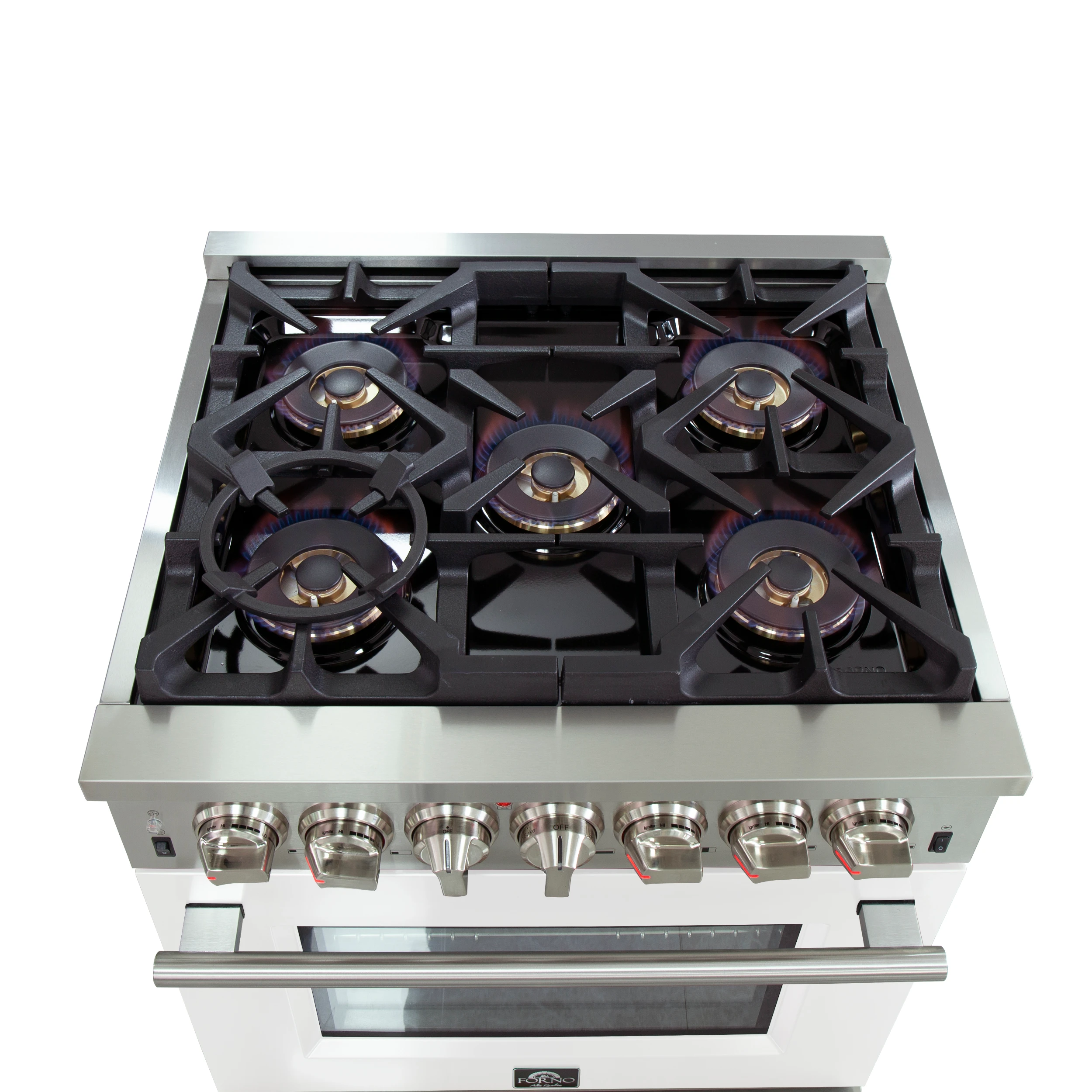 Capriasca 30-Inch Freestanding Dual Fuel Range, 4 Burners, True Convection Oven, Door FFSGS618730WHT